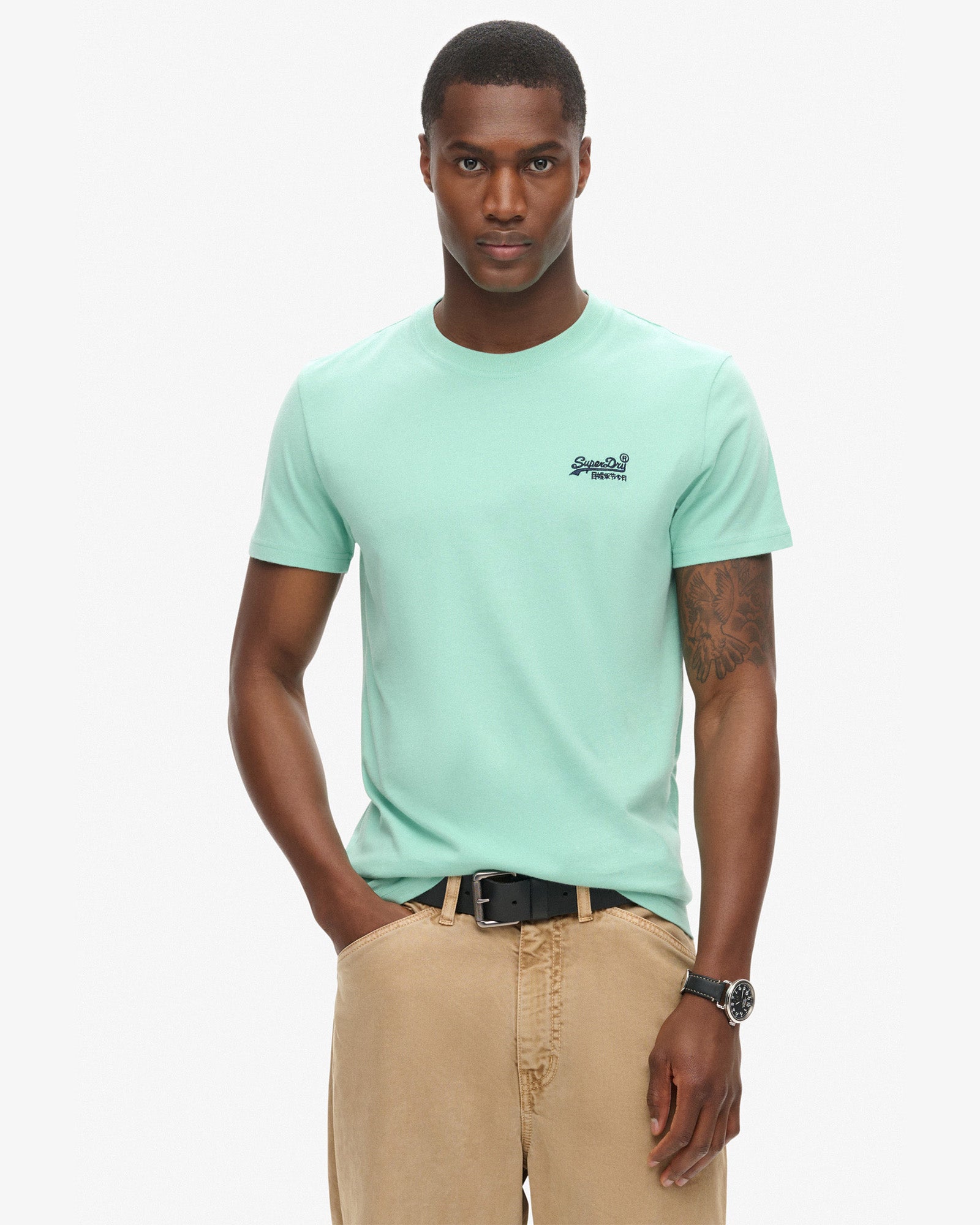 Essential Logo Embroidered Slim Fit Tee | Spearmint Light Green