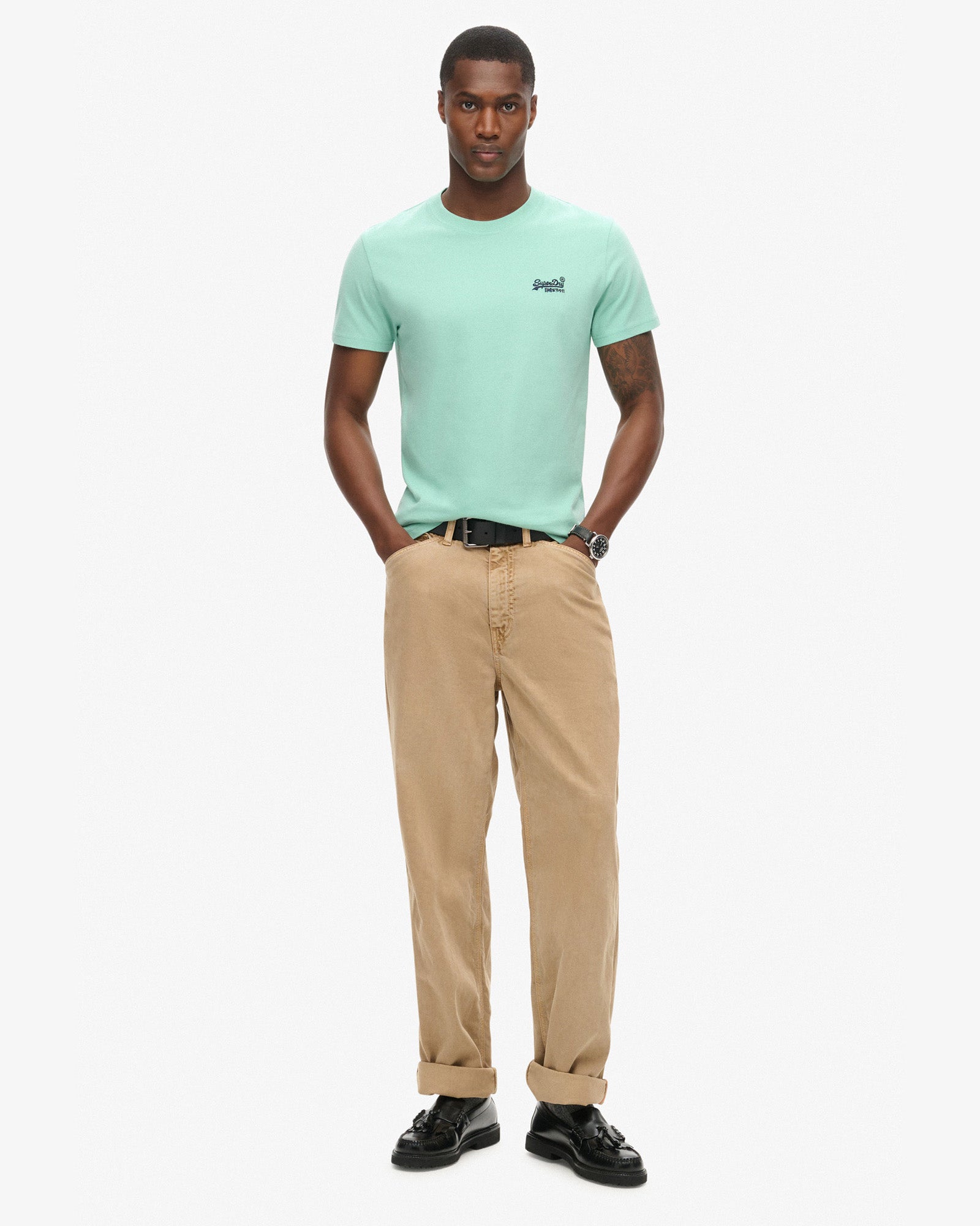 Essential Logo Embroidered Slim Fit Tee | Spearmint Light Green