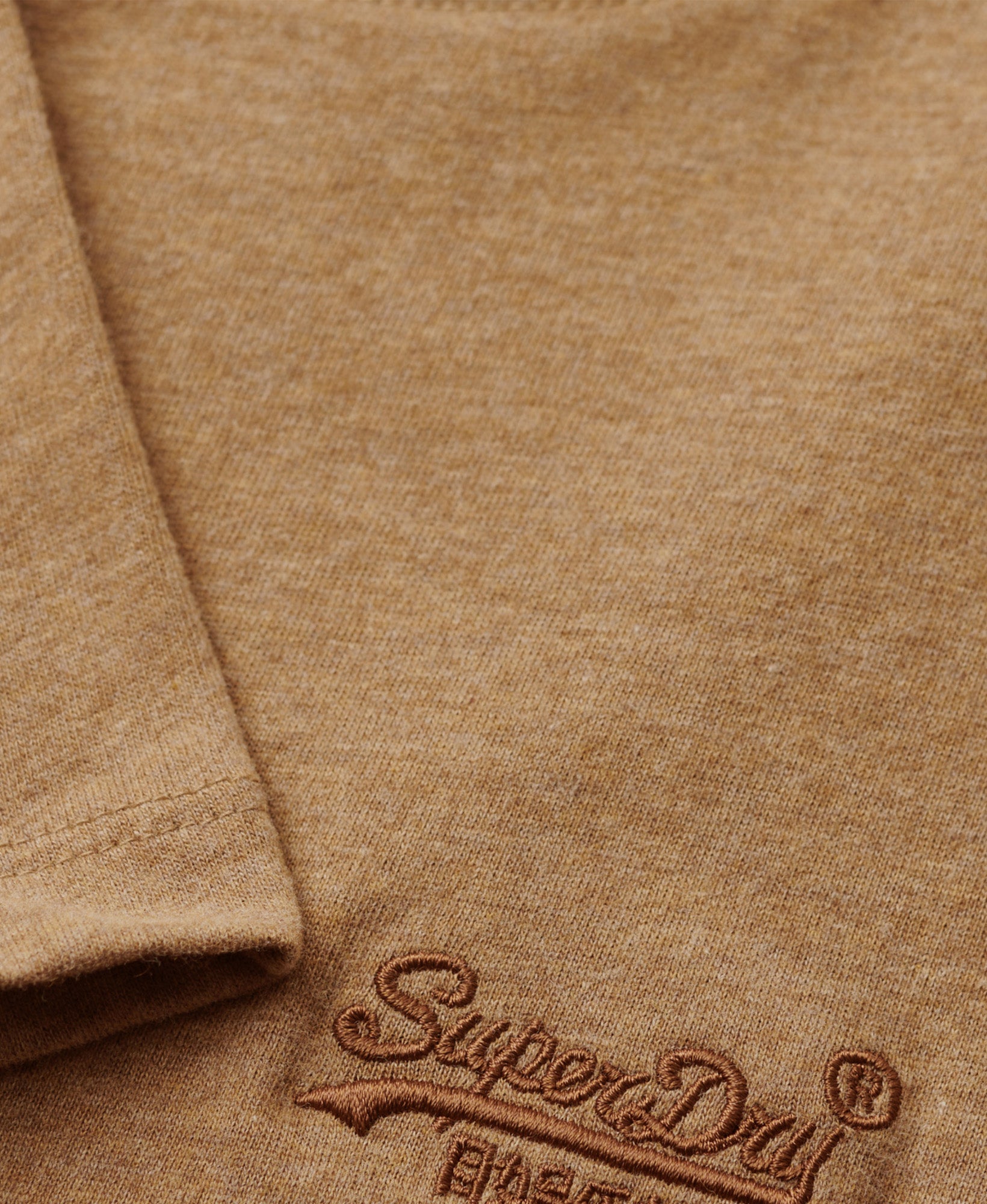 Essential Logo Embroidered Slim Fit Tee | Buck Tan Brown Marle