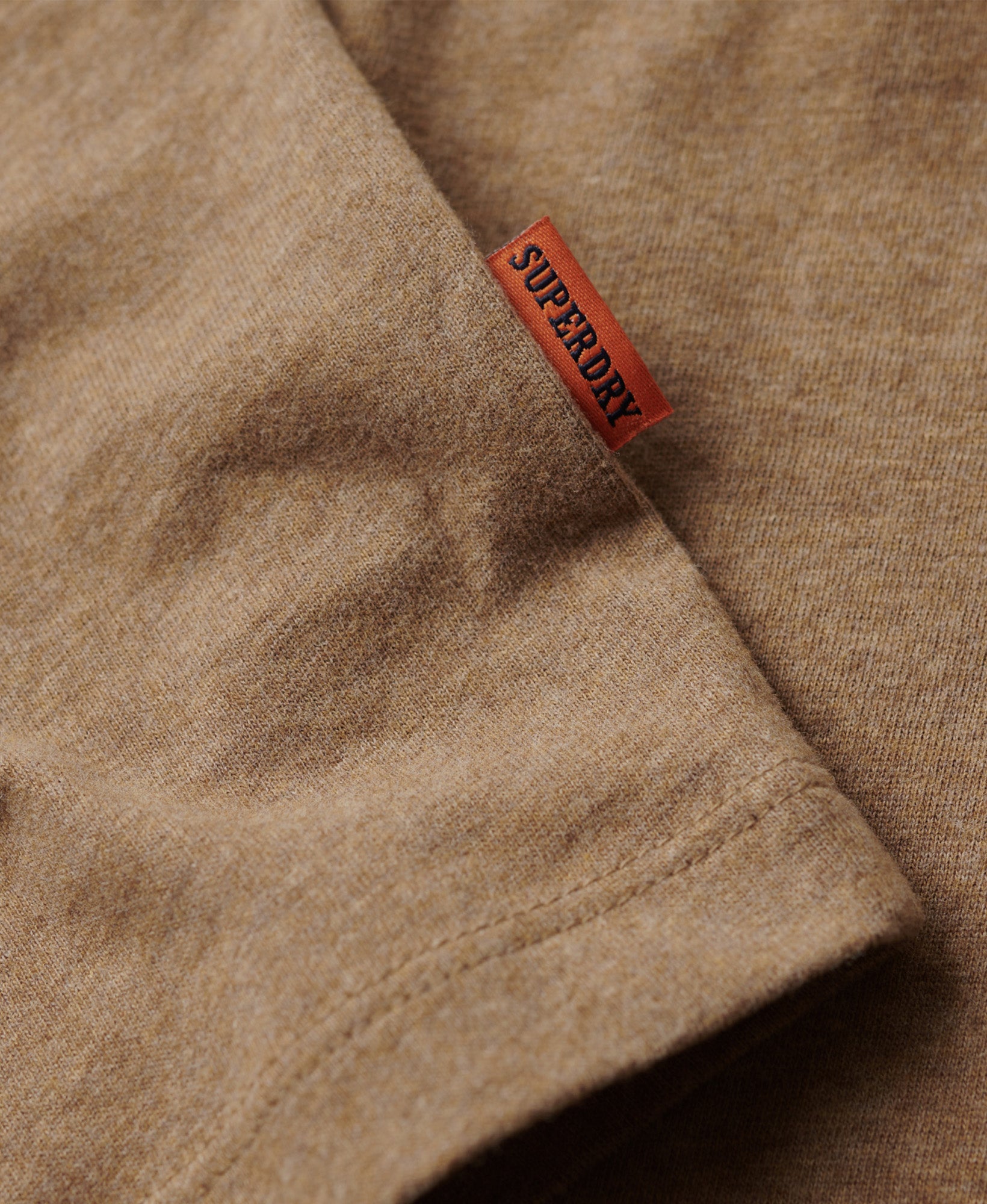 Essential Logo Embroidered Slim Fit Tee | Buck Tan Brown Marle