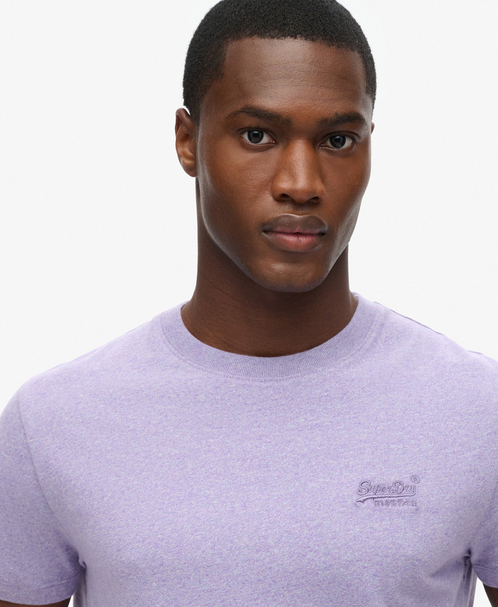 Essential Logo Embroidered Slim Fit Tee | Iris Purple Marle