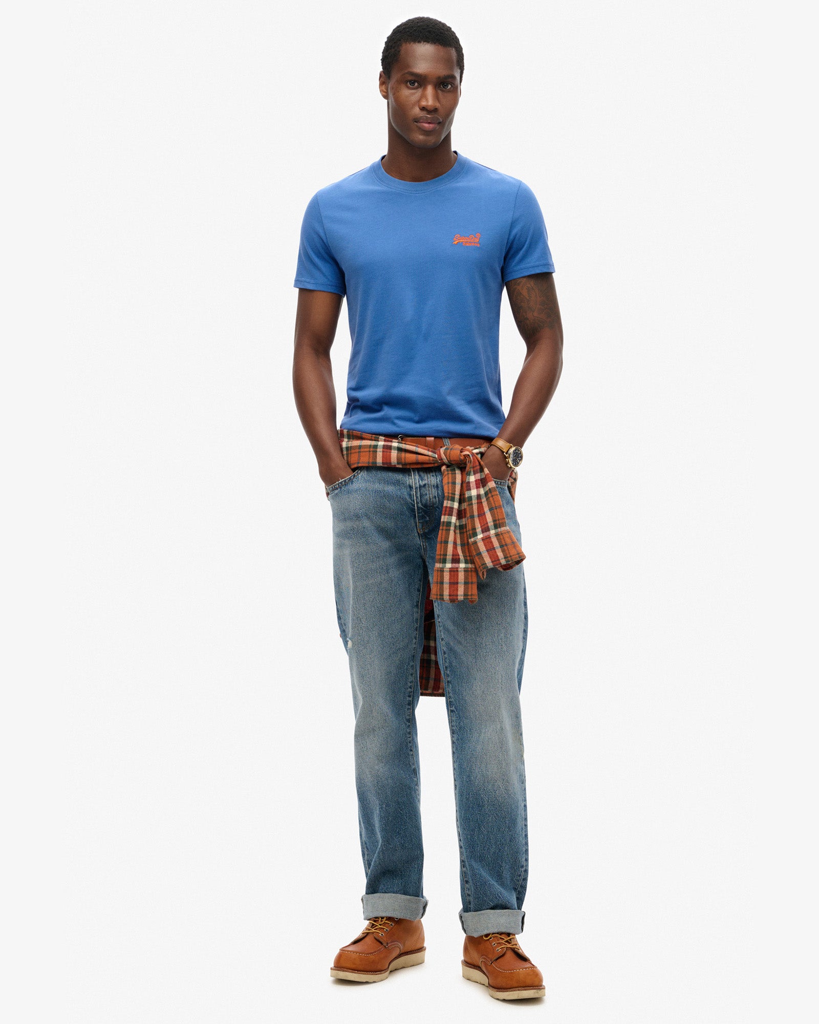 Essential Logo Embroidered Slim Fit Tee | Monaco Blue