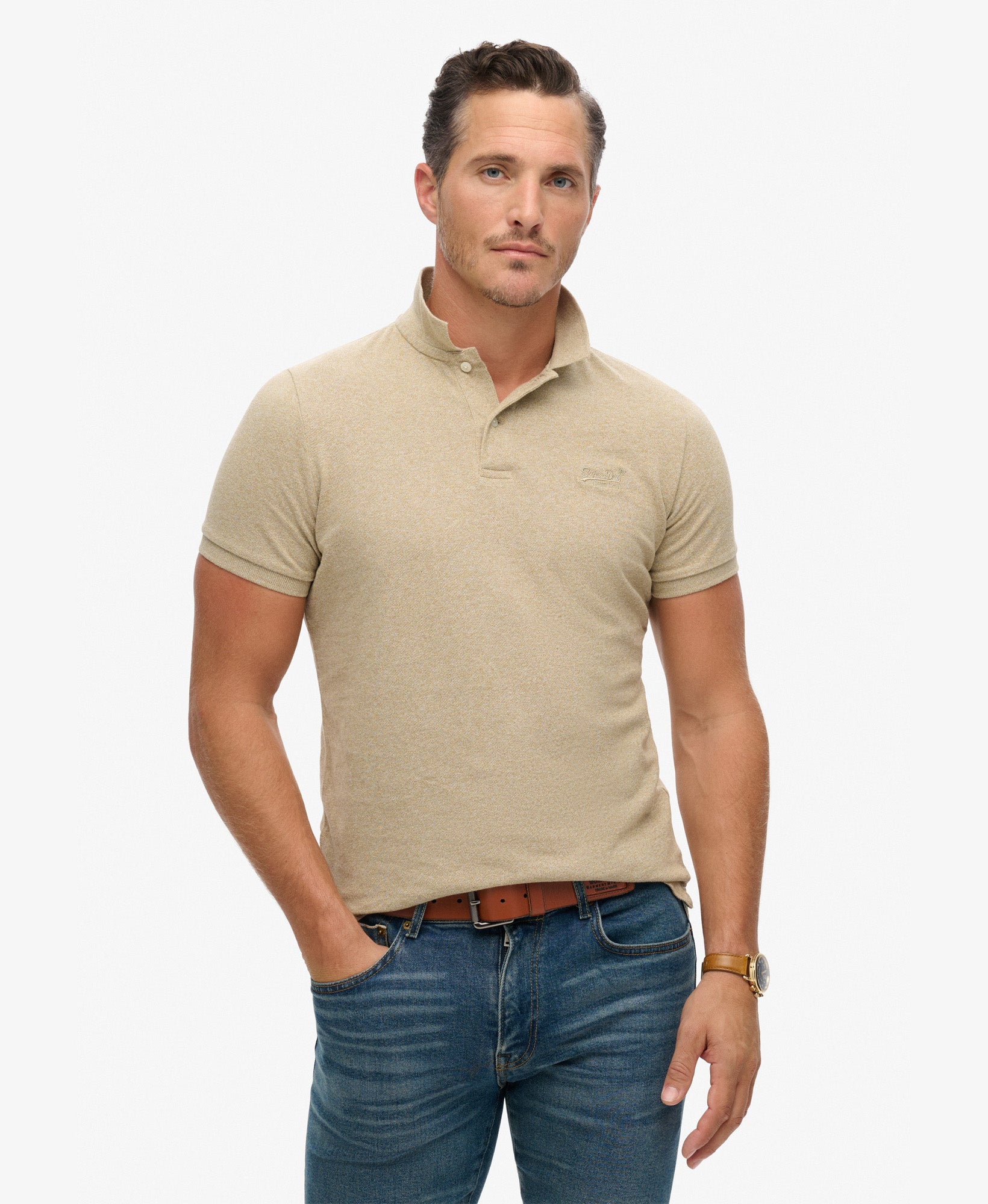 Classic Pique Polo | Tan Brown Fleck Marle