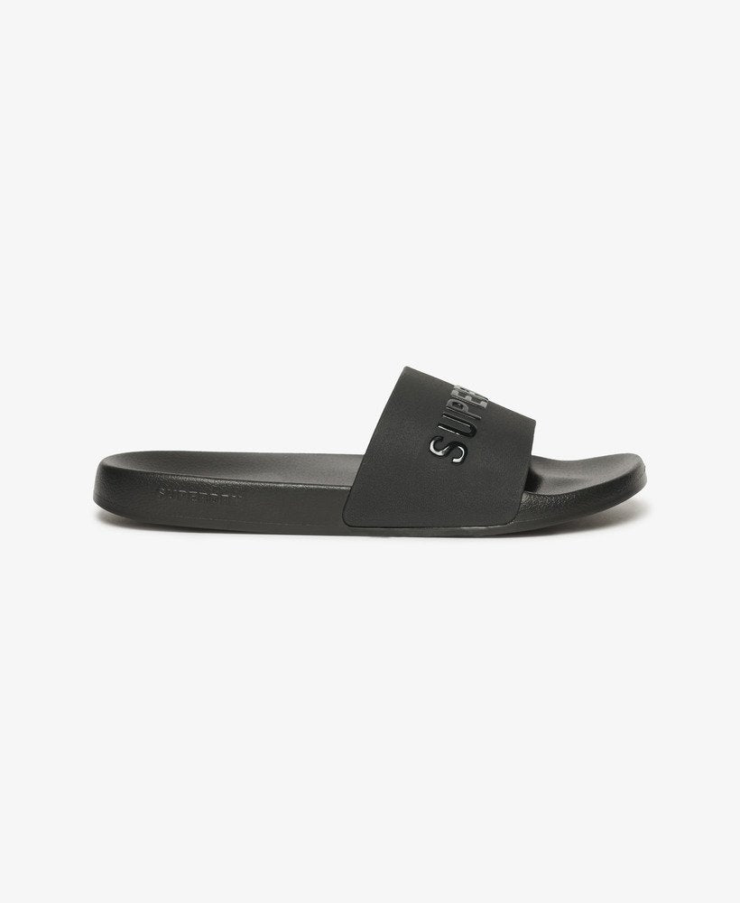 Vegan Logo Pool Slides | Black/Black