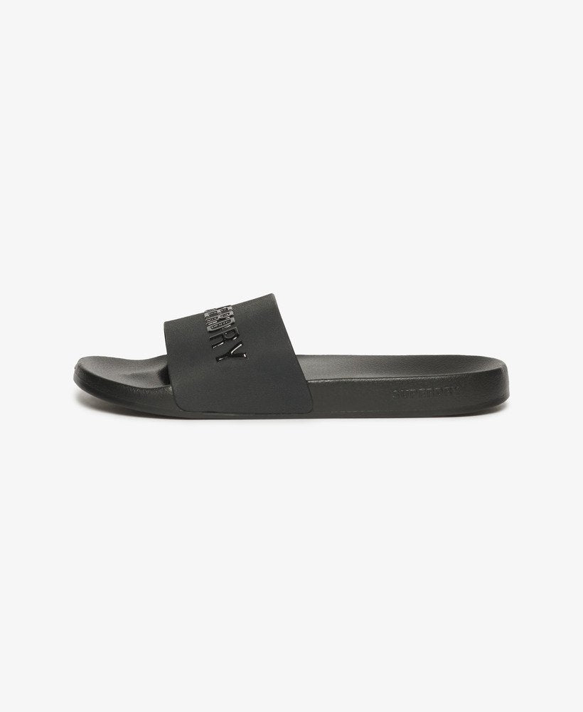 Vegan Logo Pool Slides | Black/Black