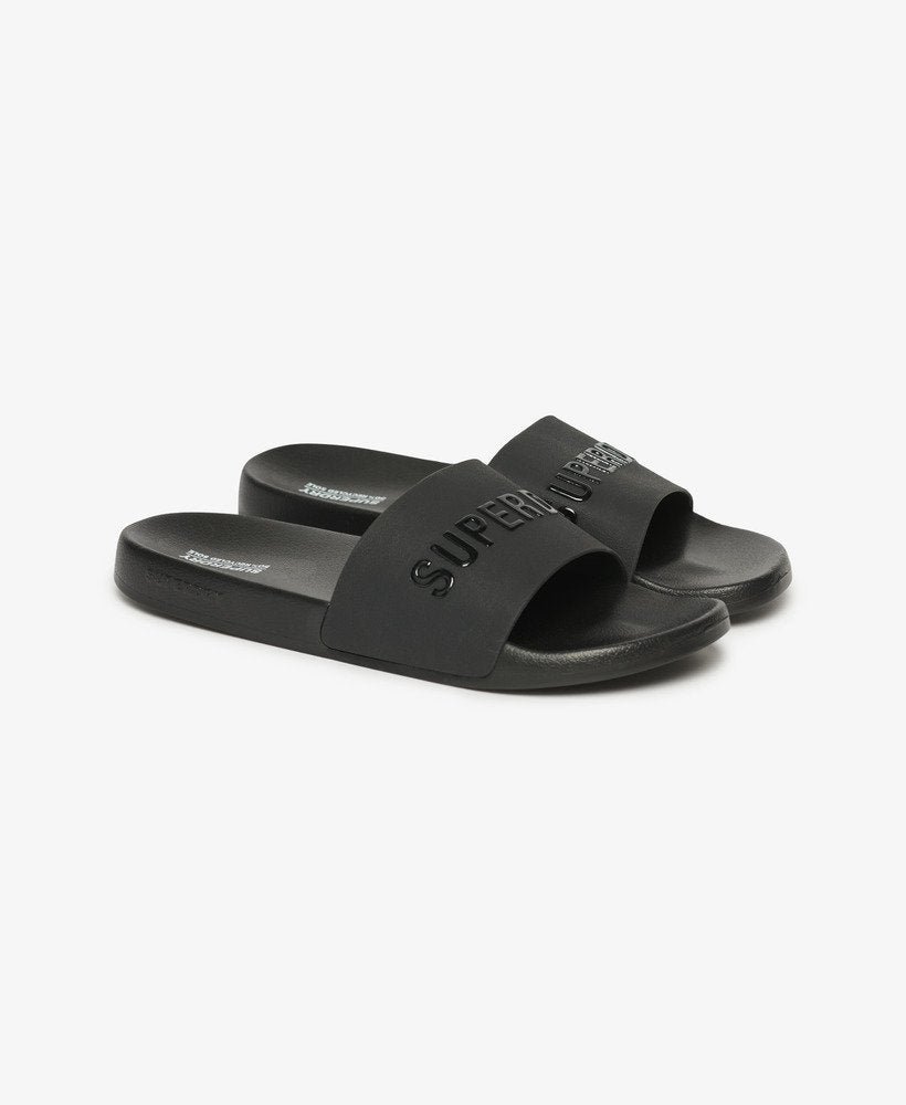 Vegan Logo Pool Slides | Black/Black