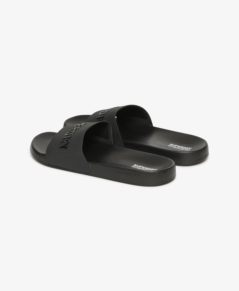 Vegan Logo Pool Slides | Black/Black