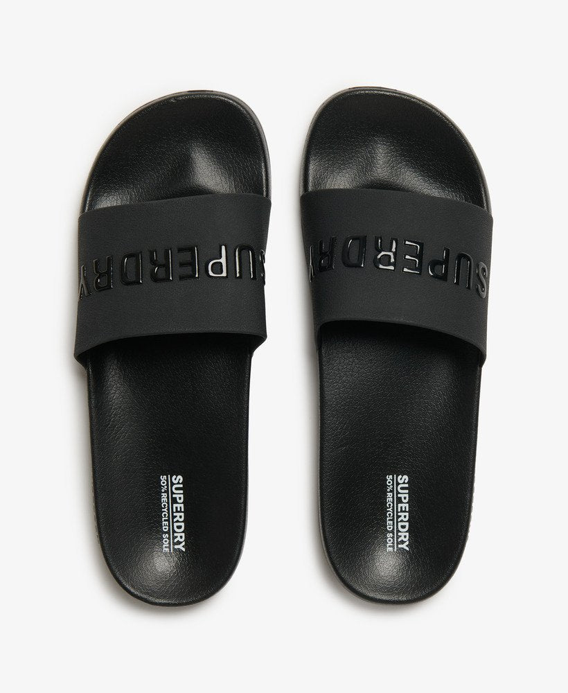 Vegan Logo Pool Slides | Black/Black