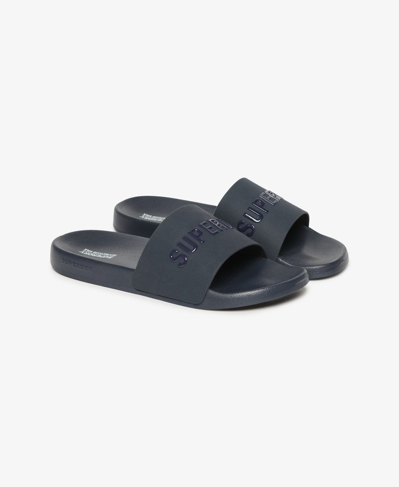 Vegan Logo Pool Slides | Rich Navy/Rich Navy