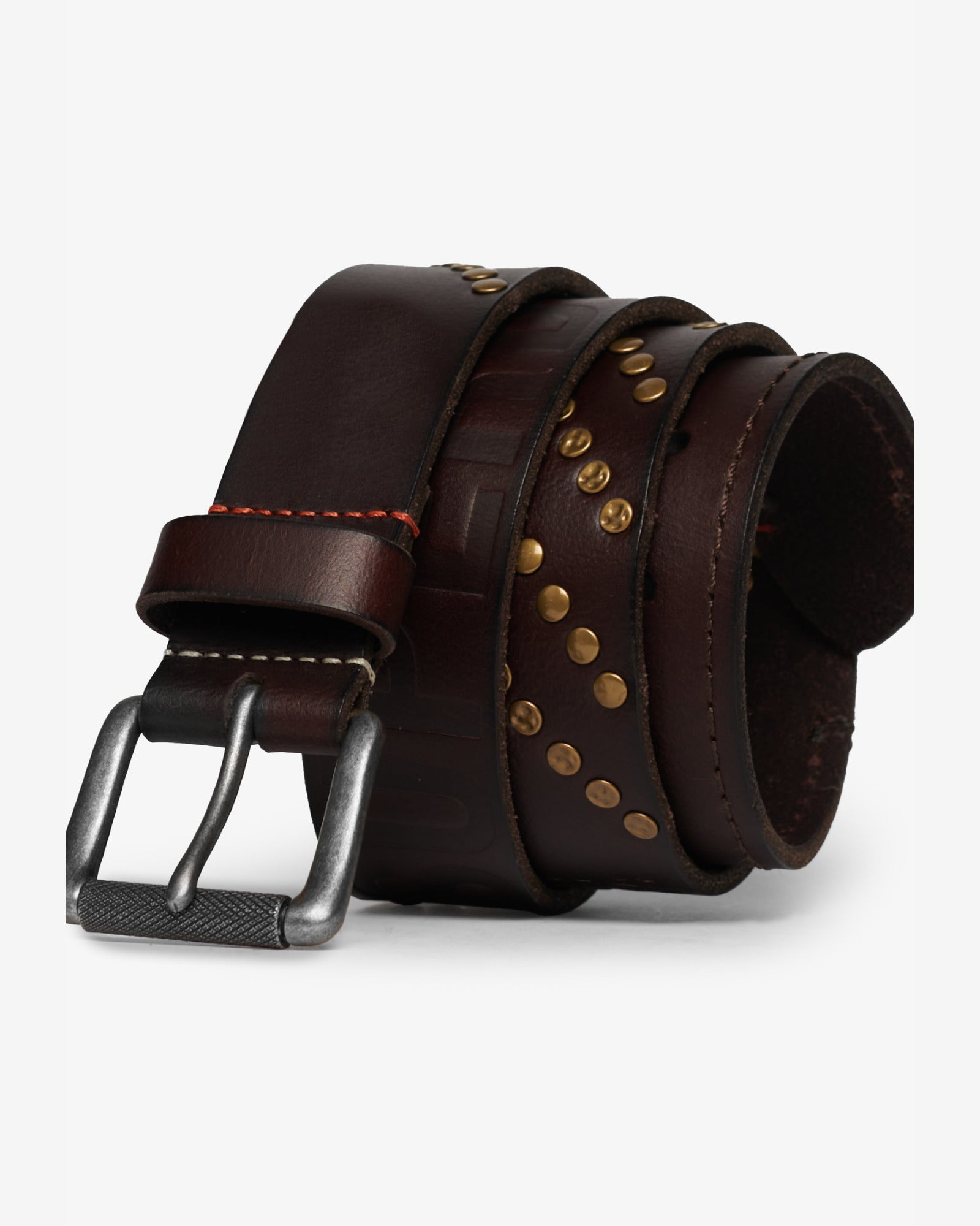 Branded Buckle Goods Belt | Brown