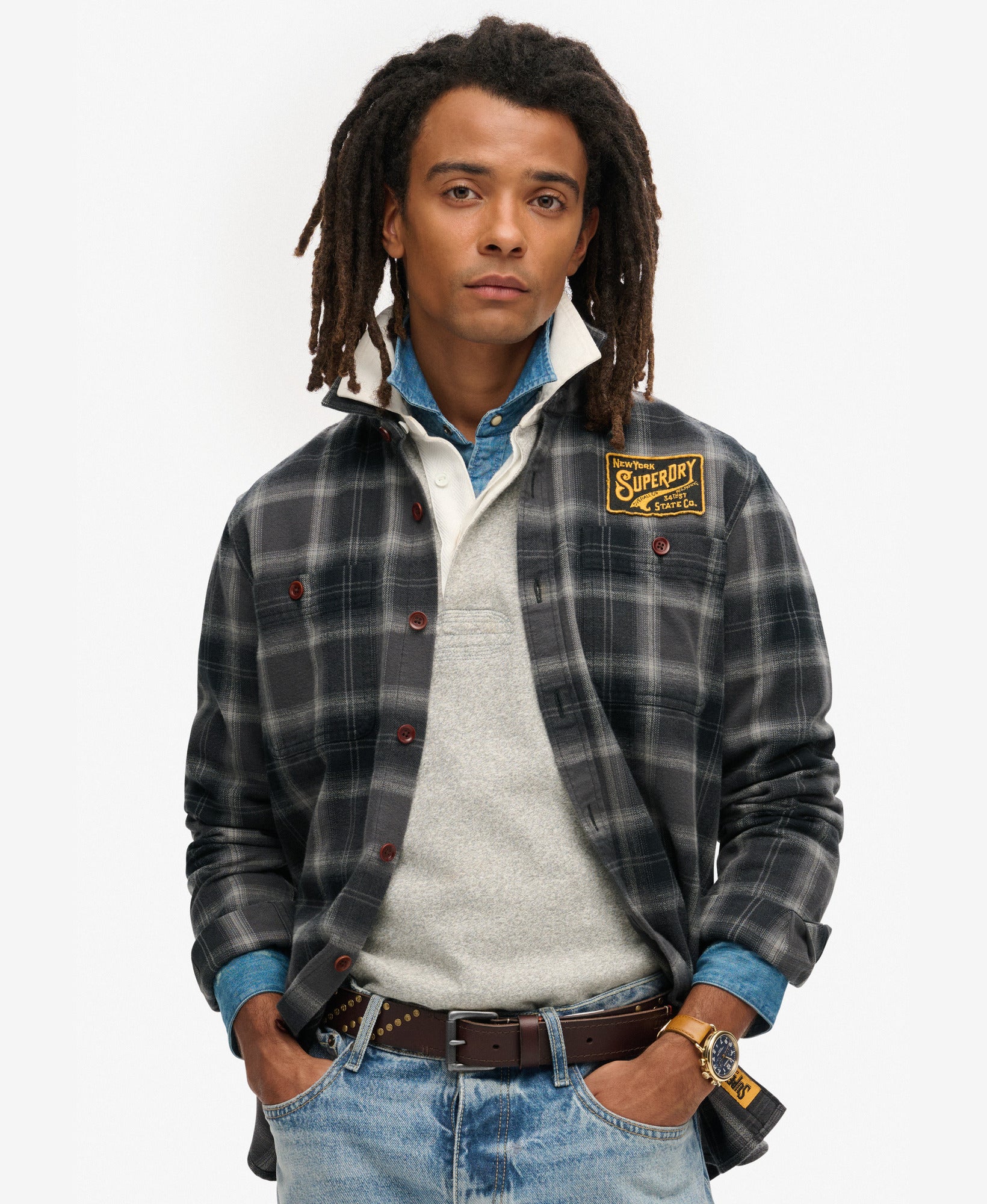 Branded Buckle Goods Belt | Brown