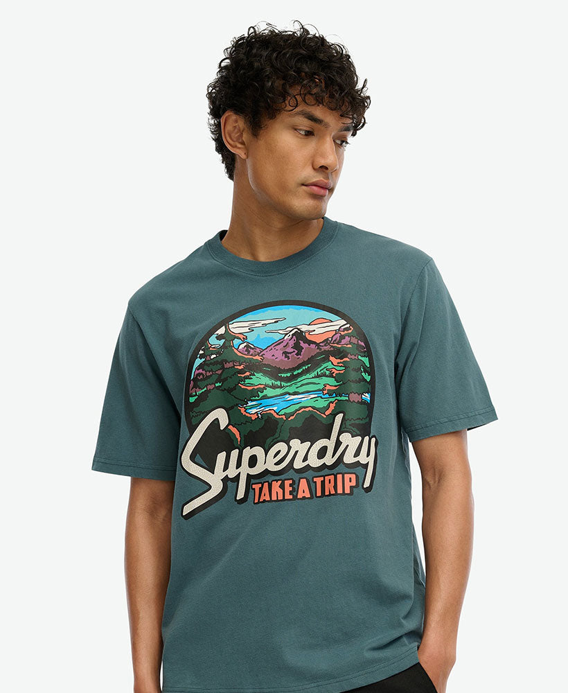 Travel Postcard Graphic Tee | Stargazer Blue