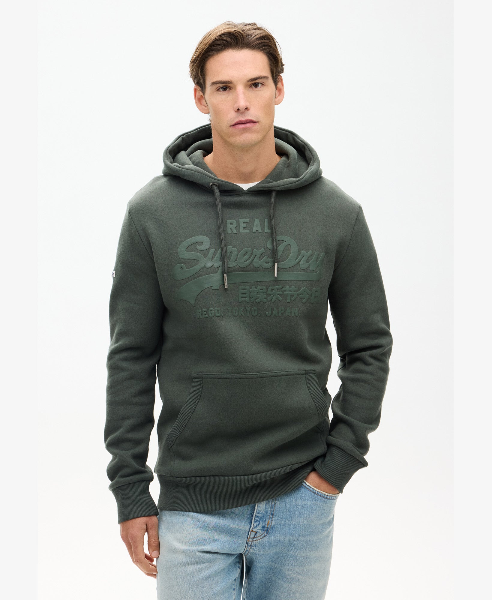 Vintage Logo Tonal Hoodie | Surplus Goods Olive Green