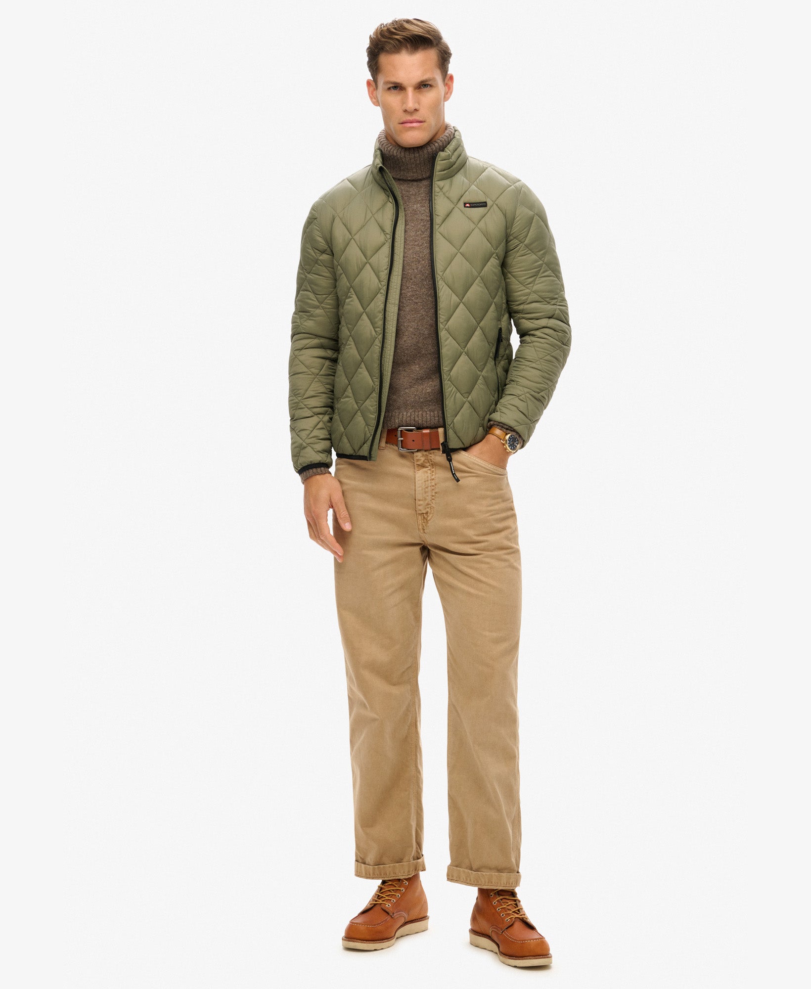 Diamond Quilt Fuji Lite Jacket | Dusty Olive Green