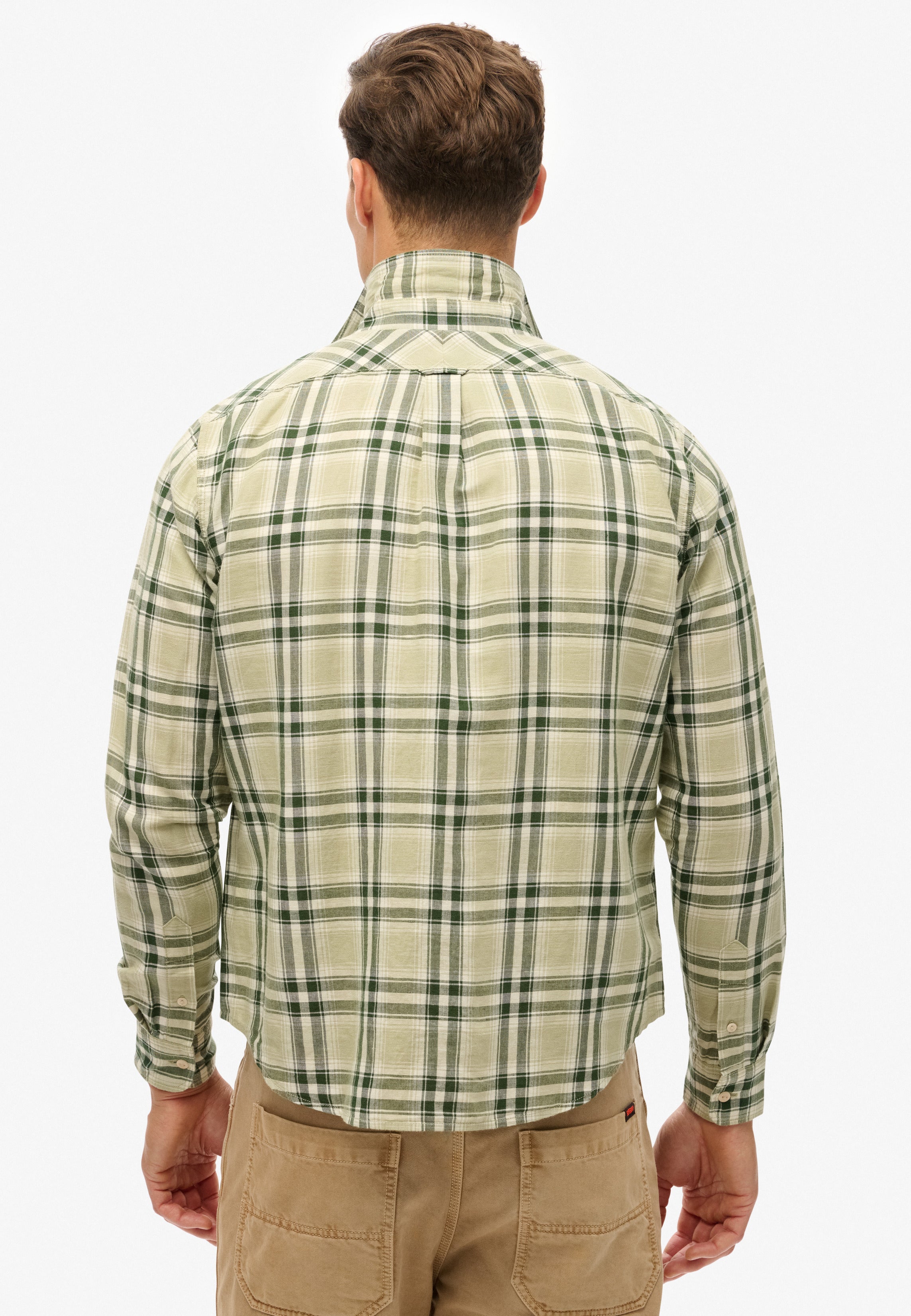 Merchant Linen Check Shirt | Green Check