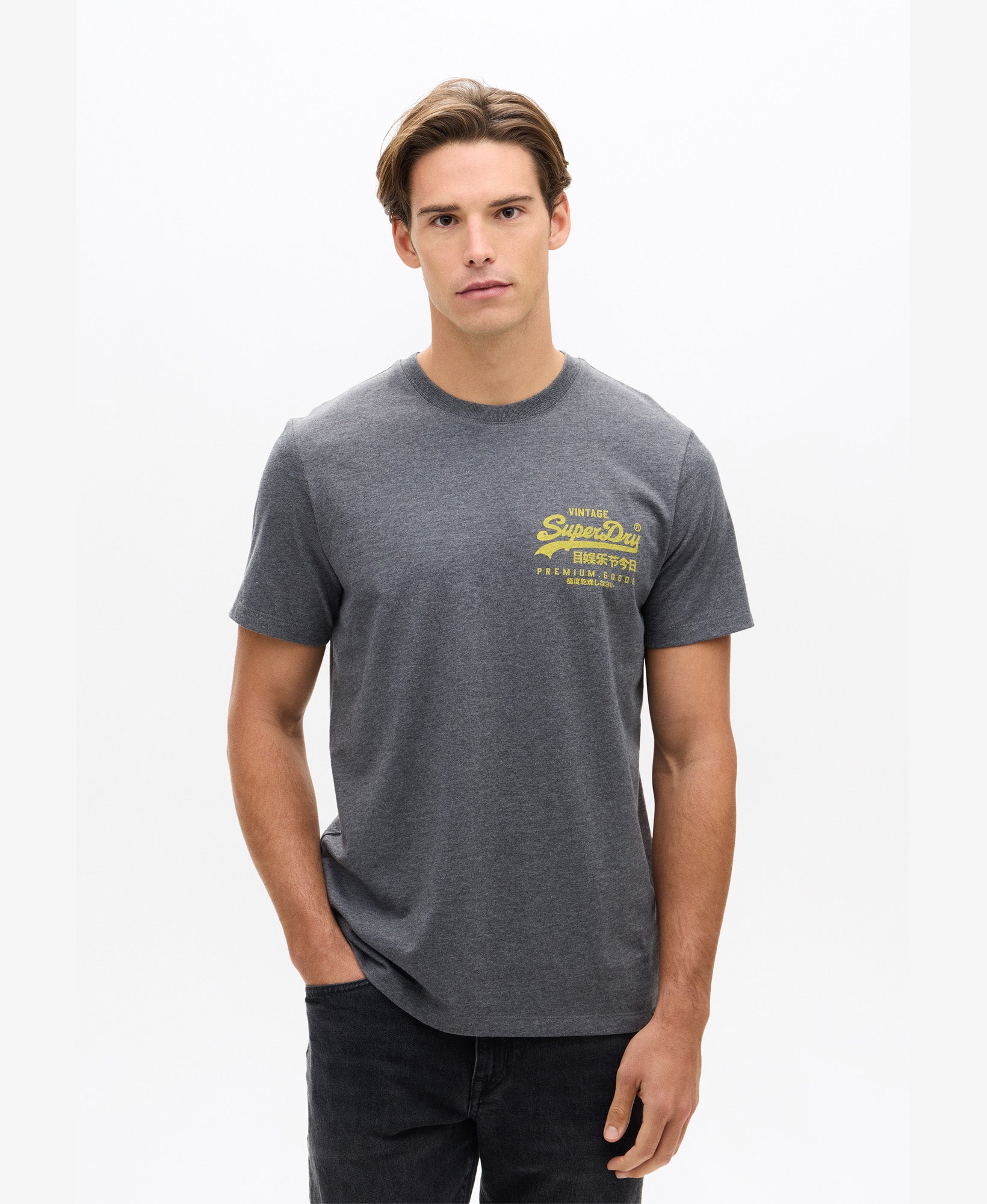 Vintage Logo Chest Tee | Granite Grey Marle