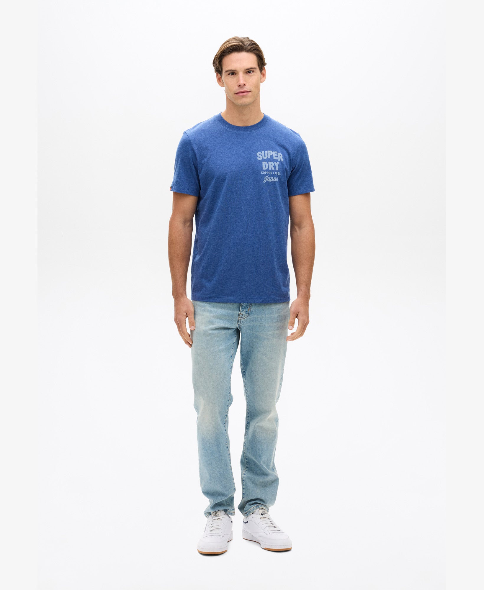 Copper Label Chest Tee | Bright Blue Marle