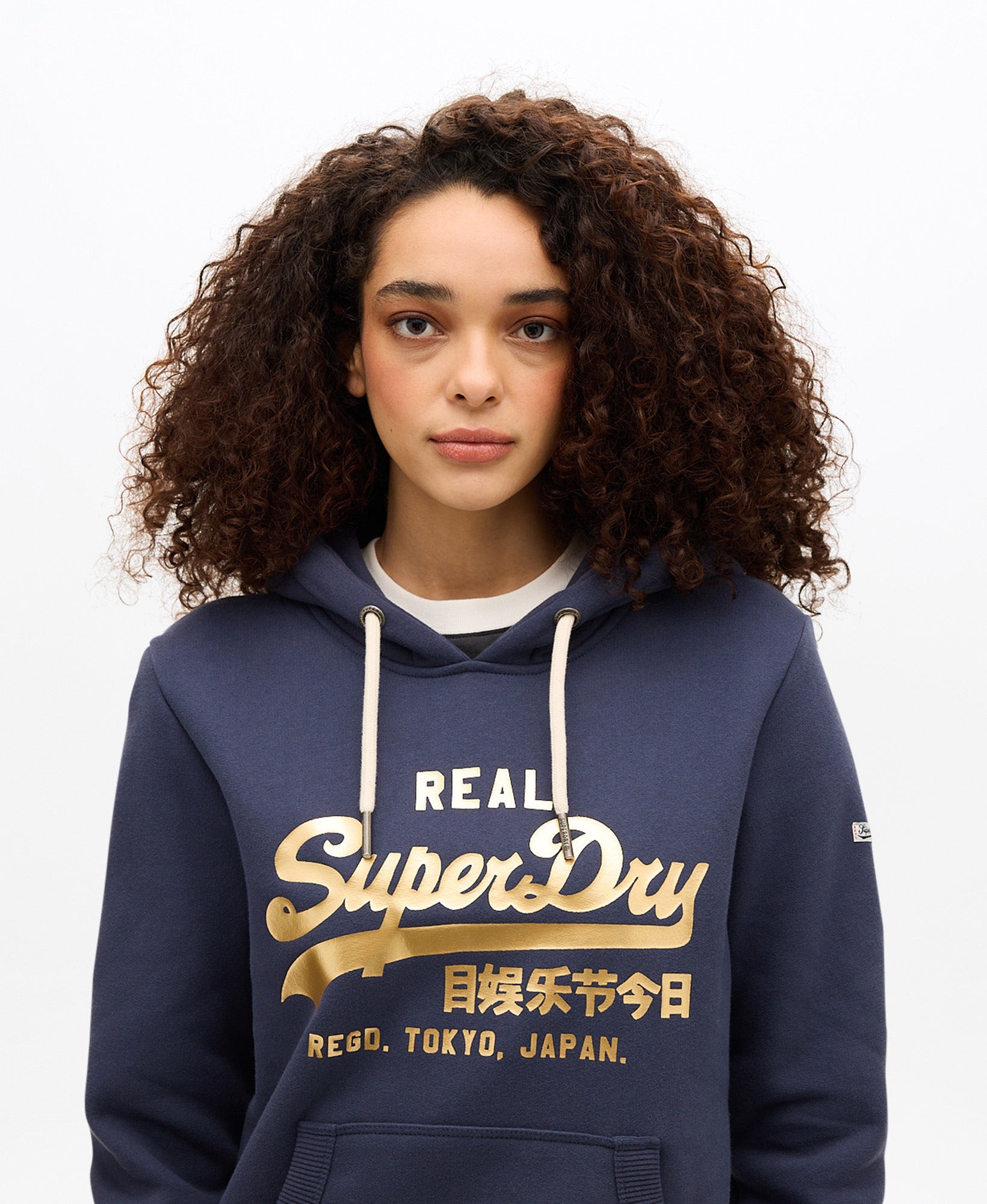 Vintage Logo Metallic Hoodie | Lauren Navy