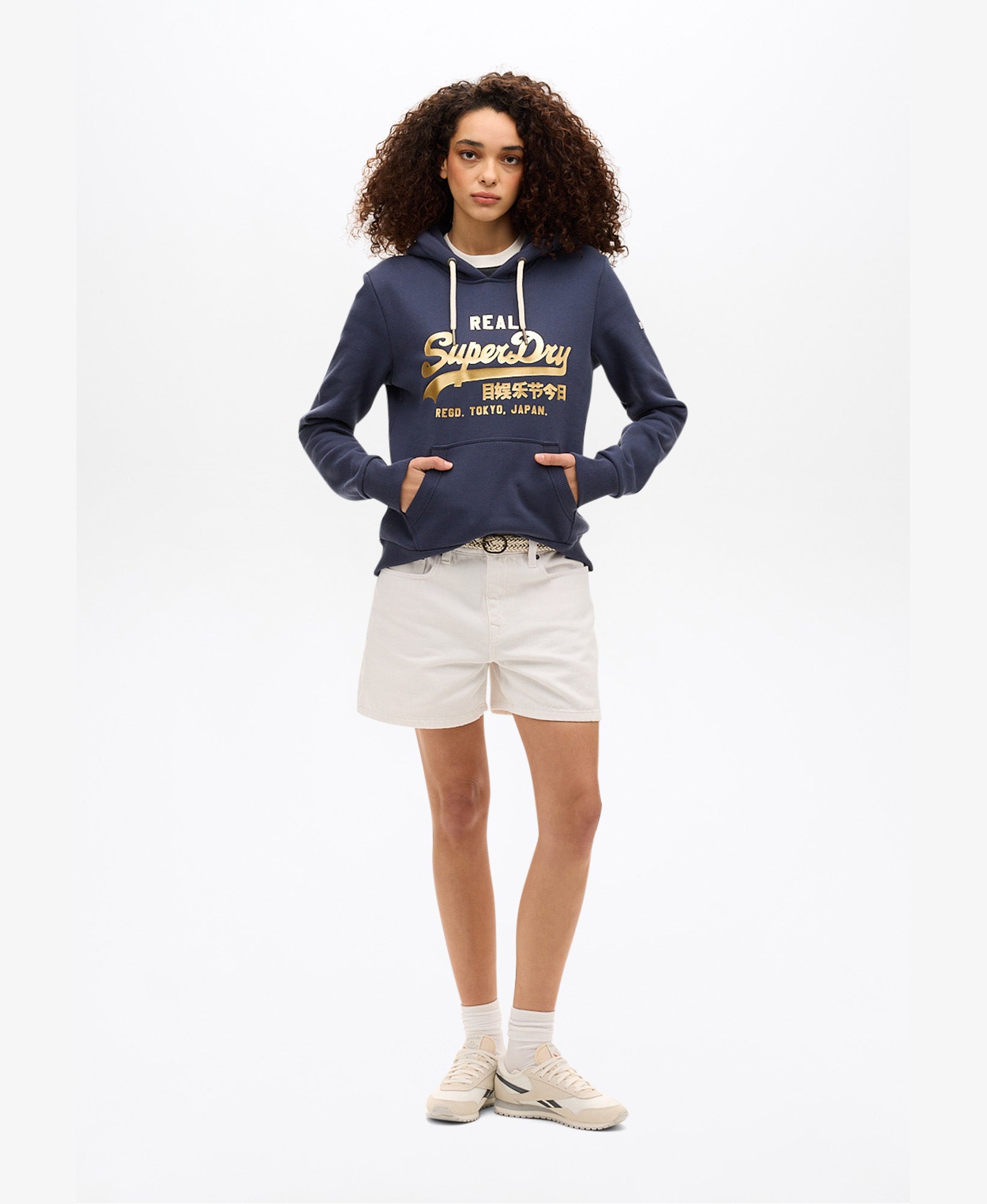 Vintage Logo Metallic Hoodie | Lauren Navy