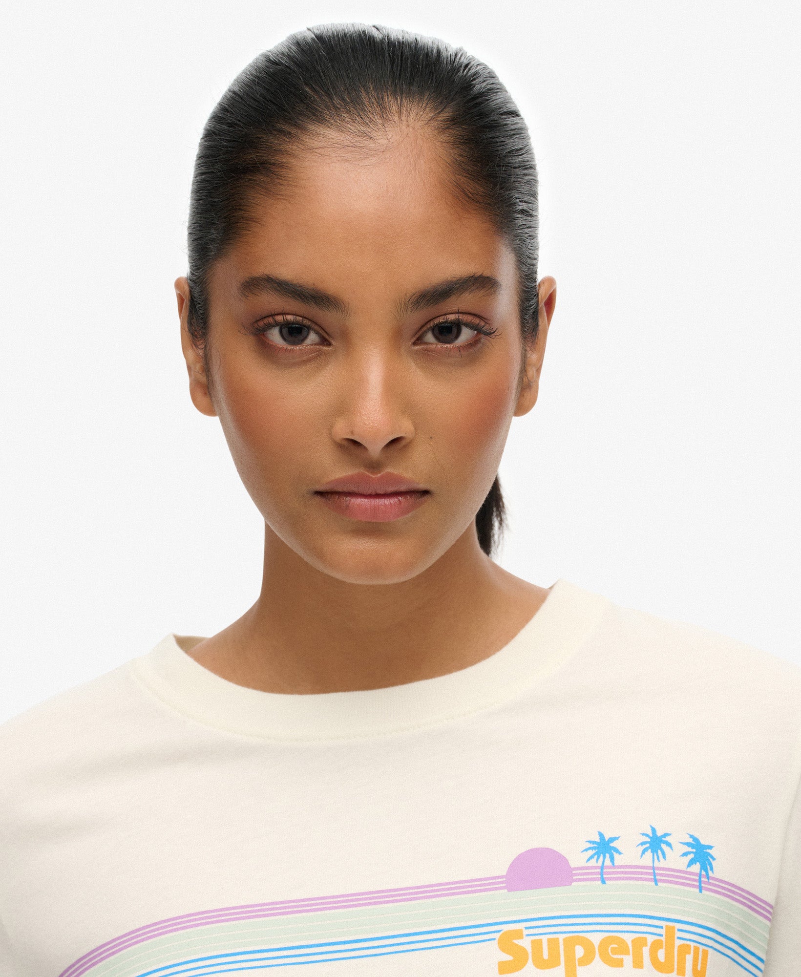 Rainbow Stripe Slim Fit Tee | Riff White