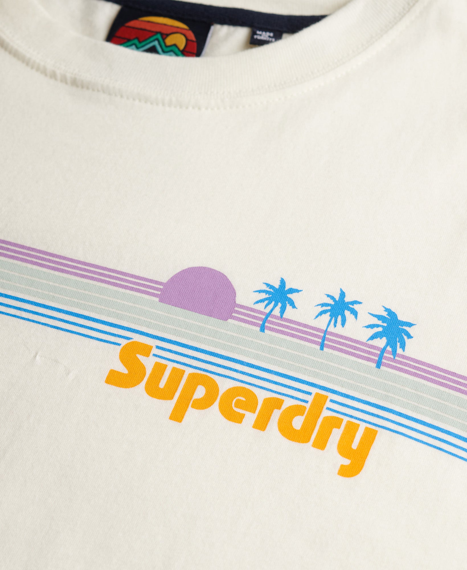 Rainbow Stripe Slim Fit Tee | Riff White