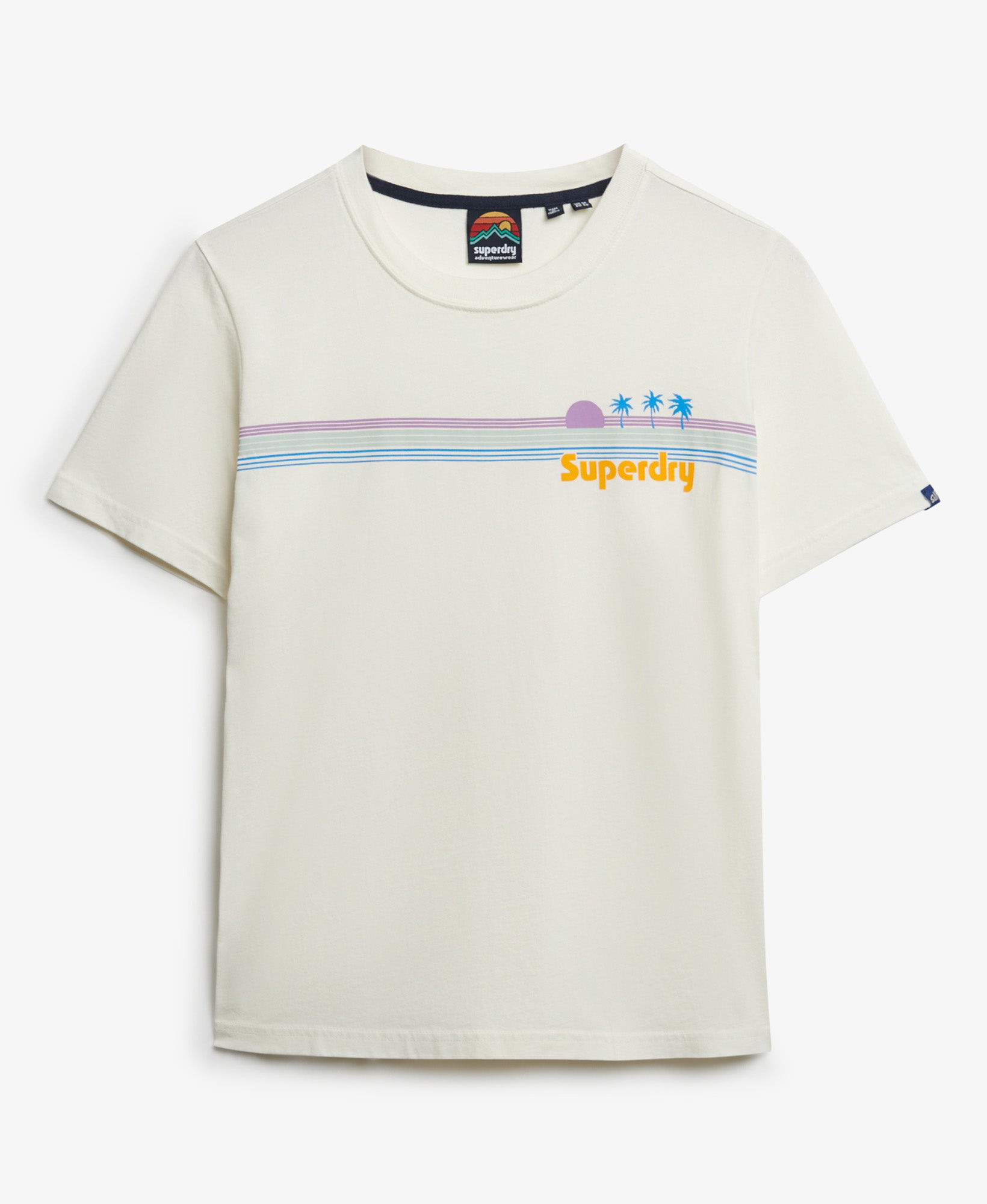 Rainbow Stripe Slim Fit Tee | Riff White