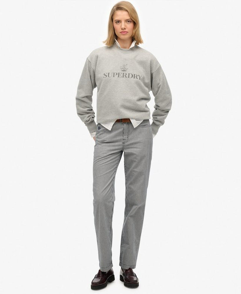 Mid Rise Straight Stripe Pant | Deep Navy Hickory Stripe 30
