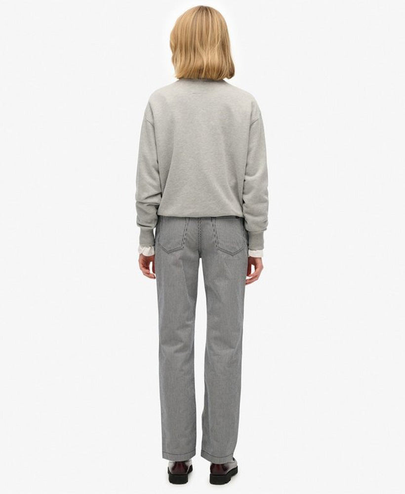 Mid Rise Straight Stripe Pant | Deep Navy Hickory Stripe 30