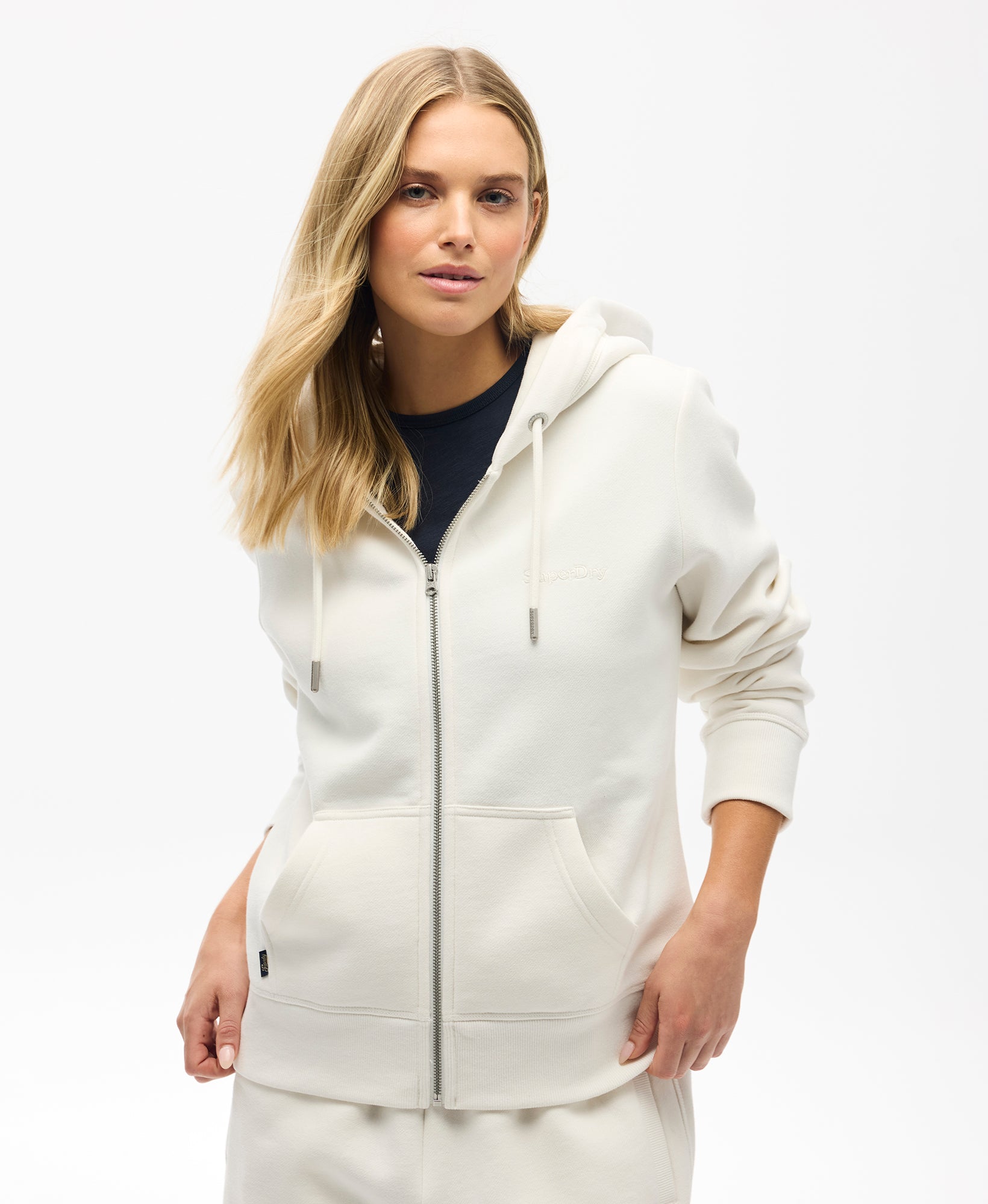 Essential Zip Slim Fit Hoodie | Off White
