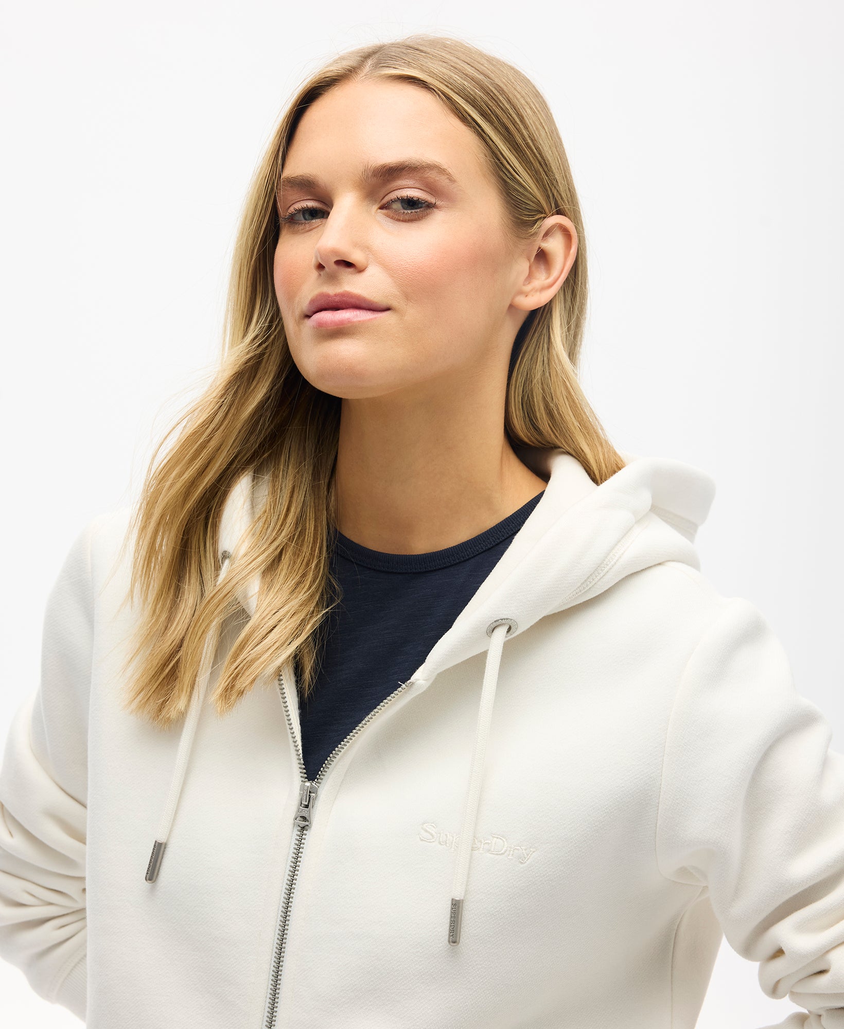 Essential Zip Slim Fit Hoodie | Off White