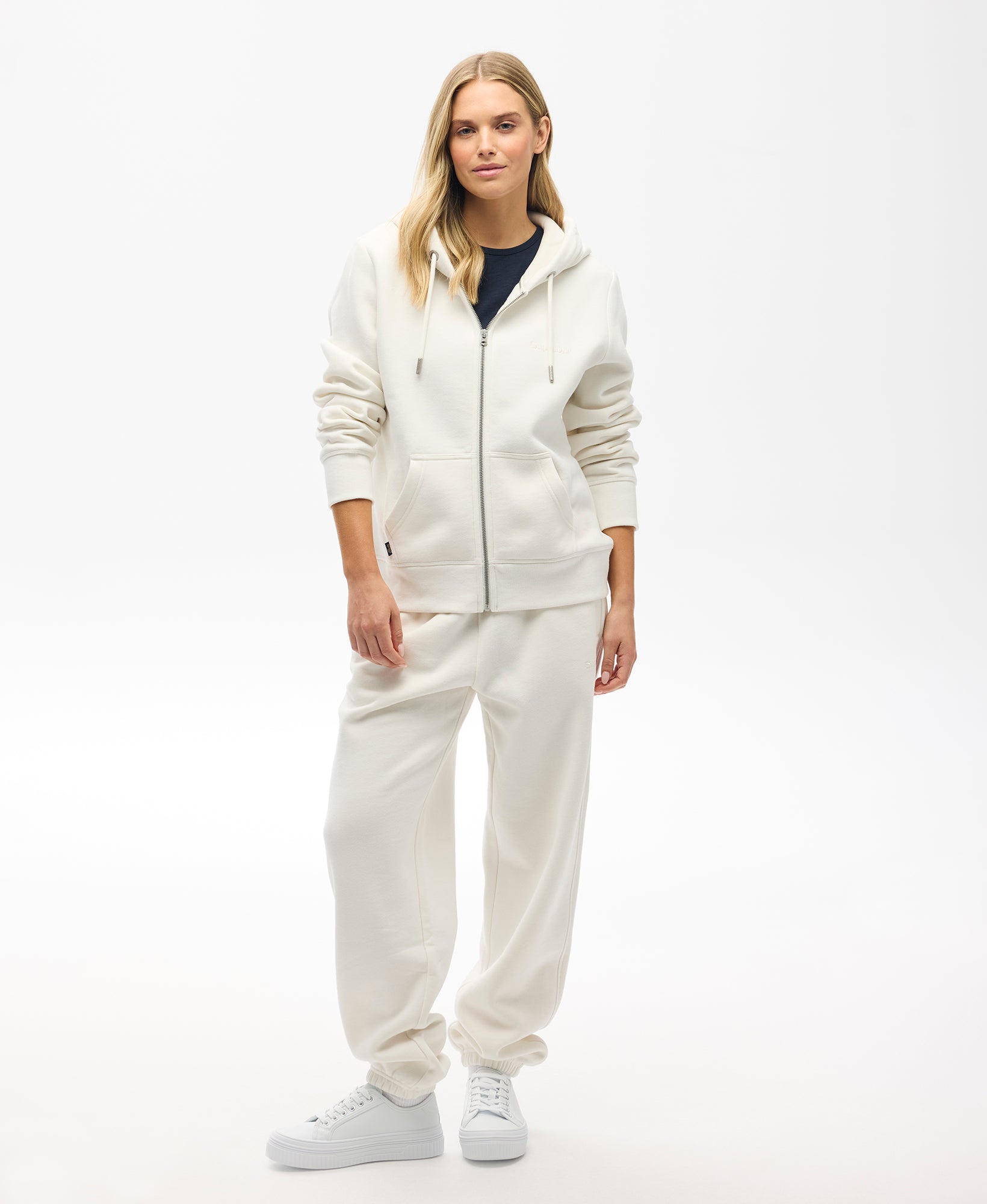 Essential Zip Slim Fit Hoodie | Off White