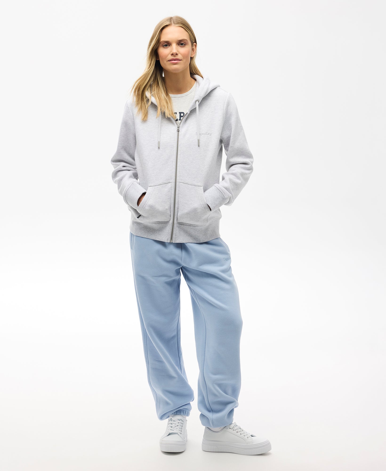 Essential Zip Slim Fit Hoodie | Glacier Grey Marle