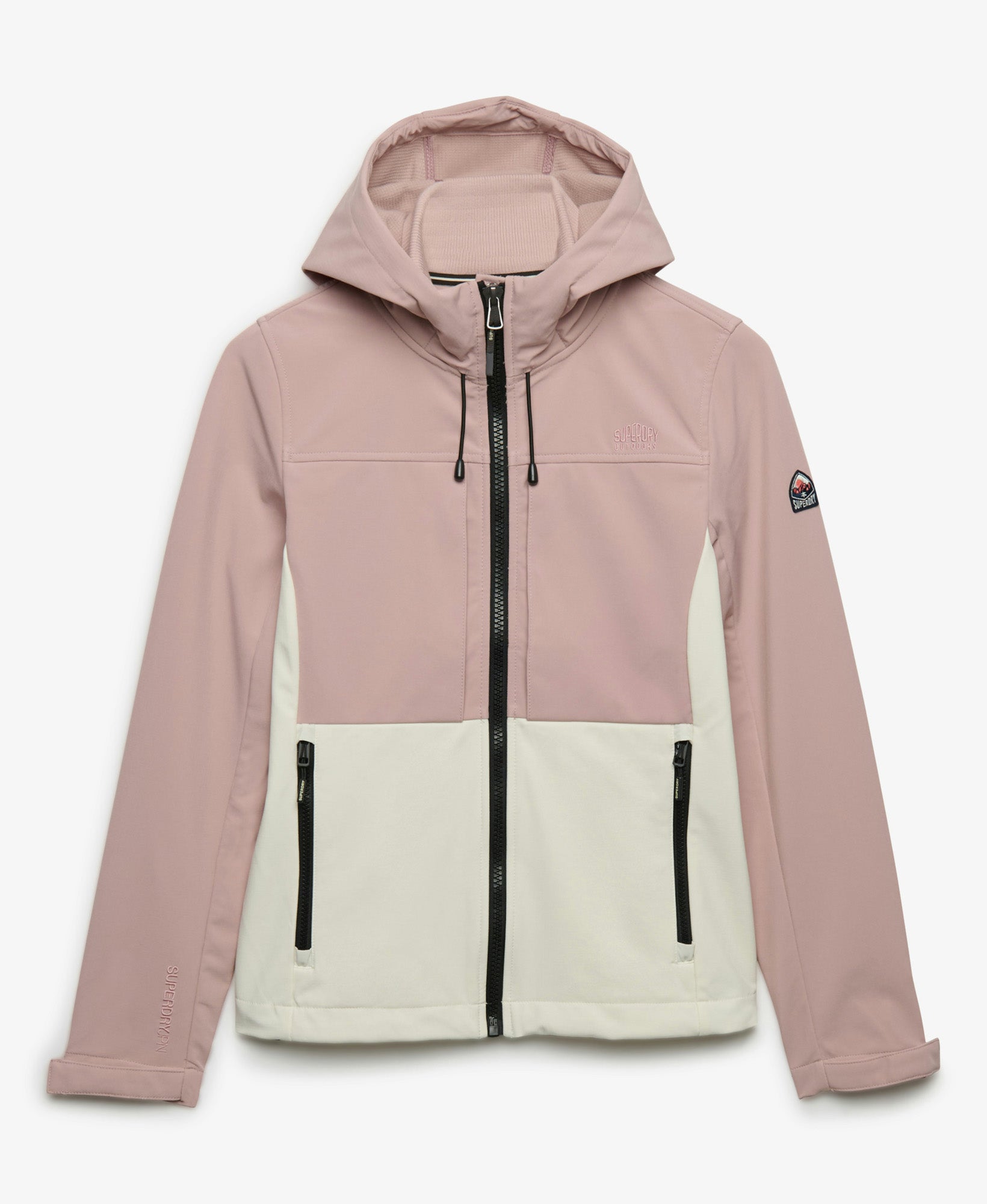 Hooded Colourblock Trekker Slim Fit Jacket | Adobe Rose/Off White
