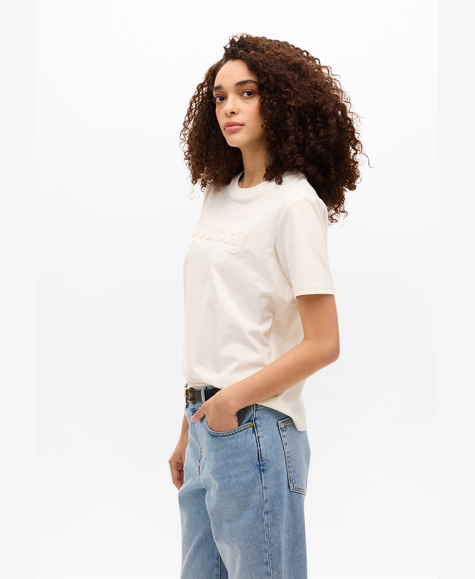 Embossed Logo Graphic Tee | New Chalk White