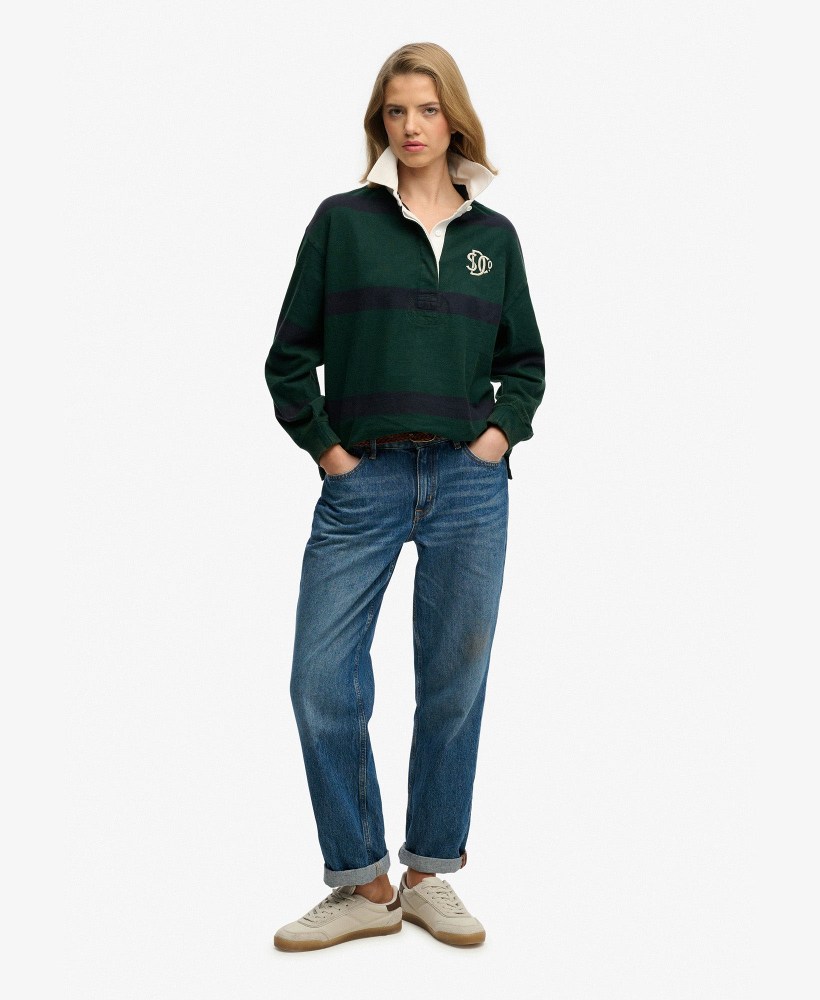 Heritage Stripe Rugby Top | Varsity Green