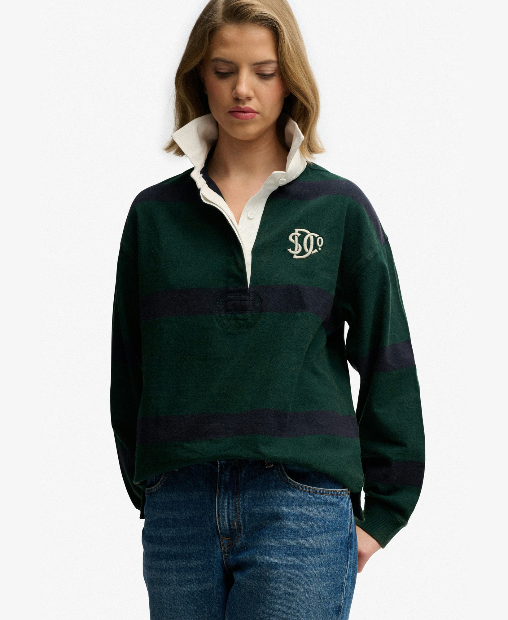 Heritage Stripe Rugby Top | Varsity Green