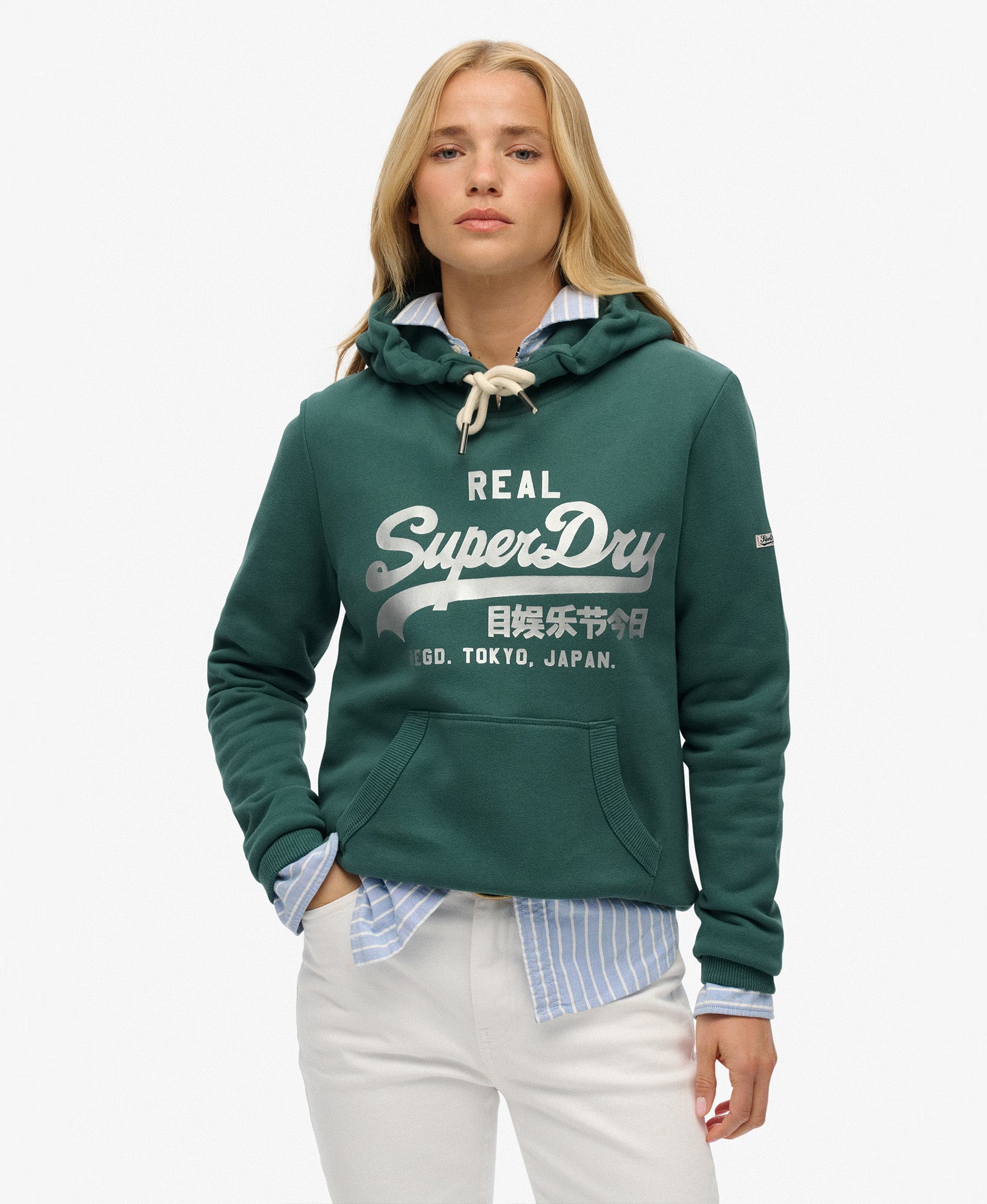 Vintage Logo Metallic Hoodie | Mallard Green