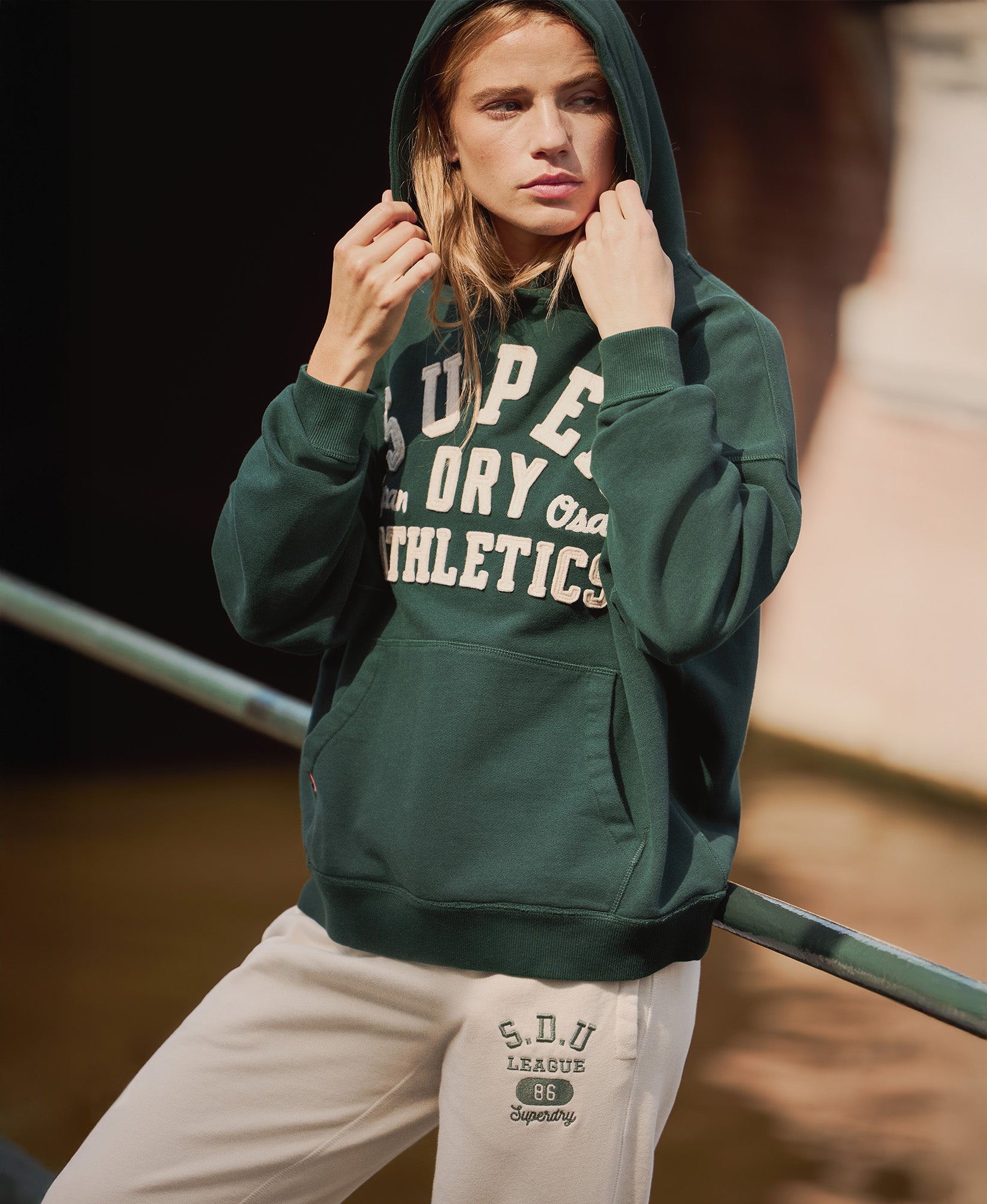 Athletic Appliq Oversize Hoodie | Enamel Green