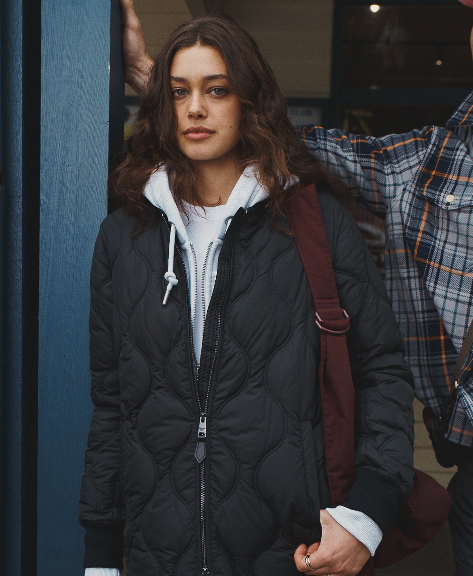 Short Quilted Liner Jacket | Black
