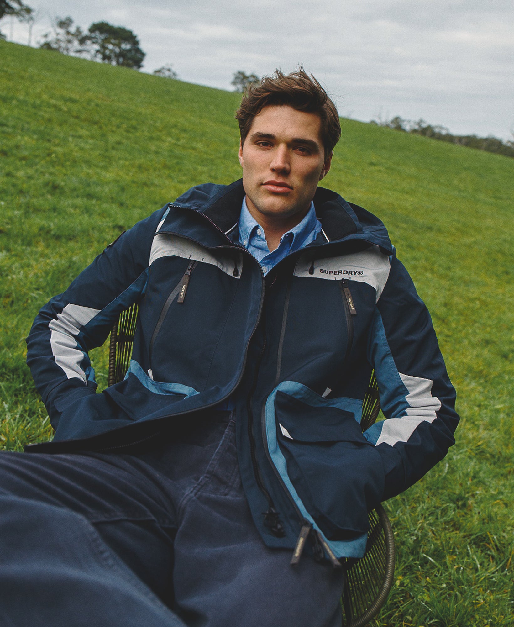 Hooded Colour Block Slim Fit Windbreaker | Eclipse Navy