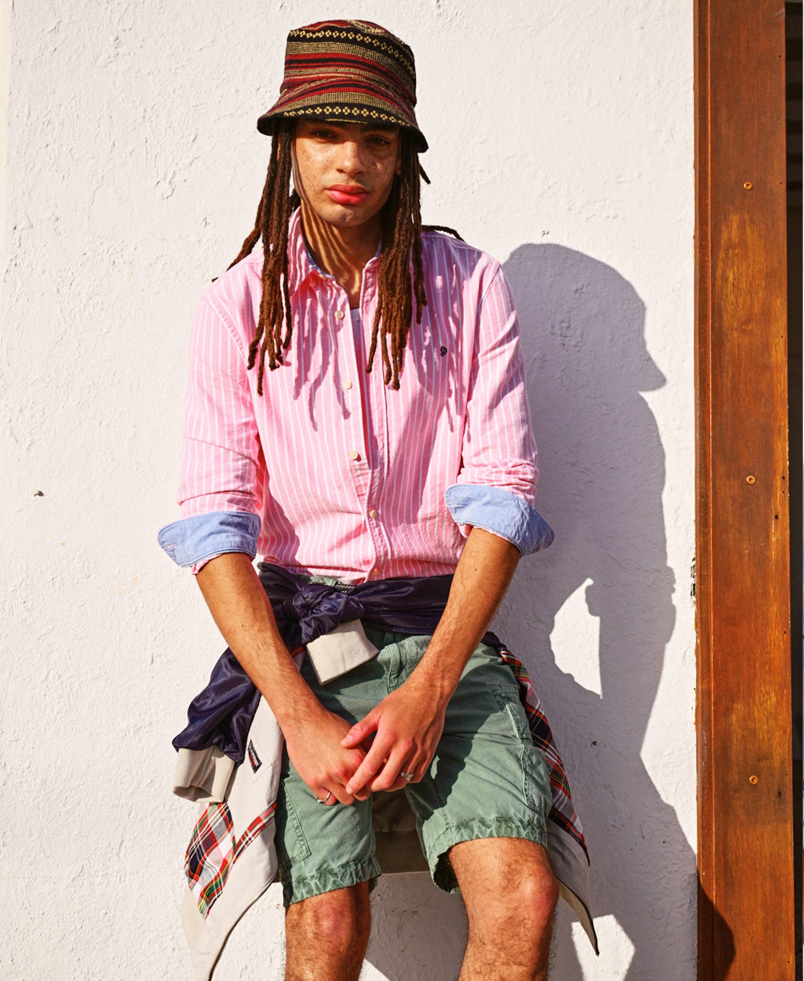 Preppy Oxford Long Sleeve Shirt | Cali Coral/Optic Stripe