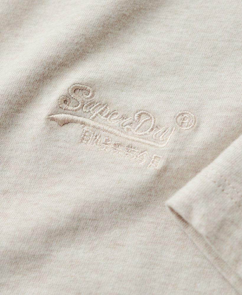 Essential Logo Embroidered Slim Fit Tee | Oat Cream Marle