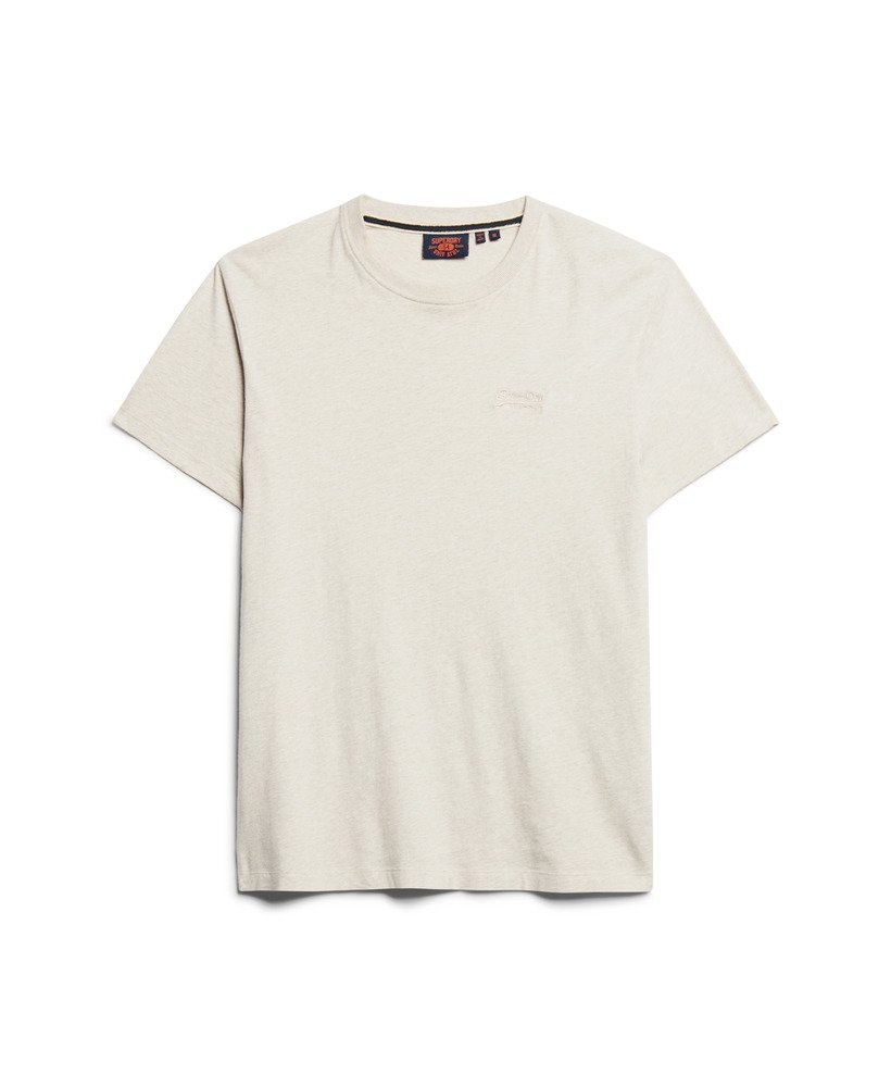 Essential Logo Embroidered Slim Fit Tee | Oat Cream Marle