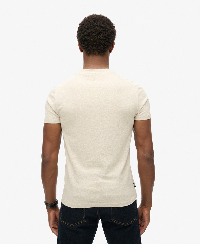 Essential Logo Embroidered Slim Fit Tee | Oat Cream Marle