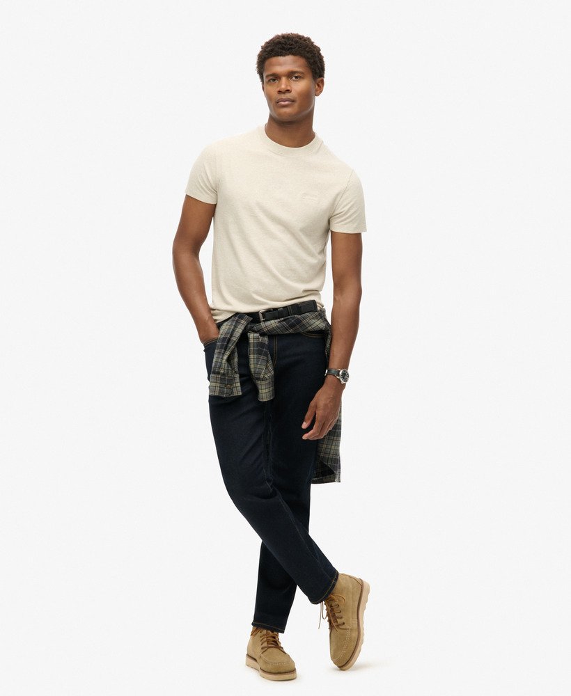 Essential Logo Embroidered Slim Fit Tee | Oat Cream Marle