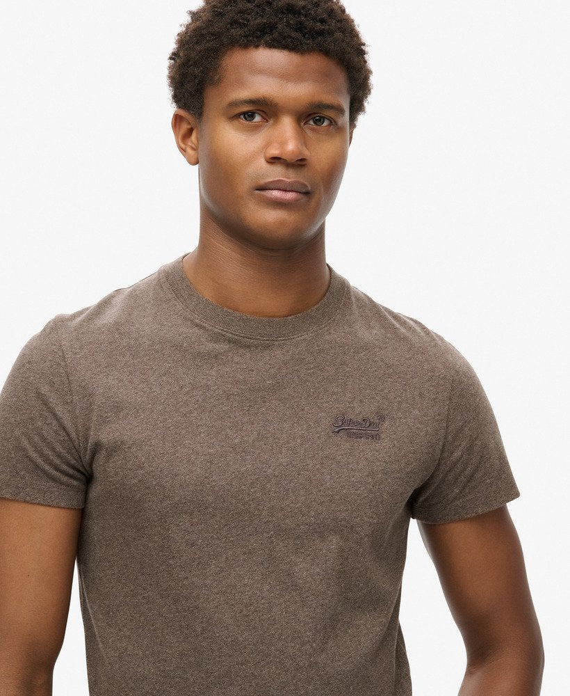 Essential Logo Embroidered Slim Fit Tee | Cocoa Brown Marle