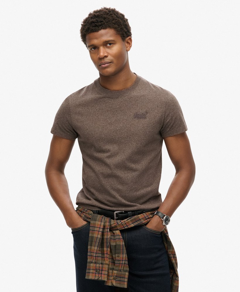 Essential Logo Embroidered Slim Fit Tee | Cocoa Brown Marle