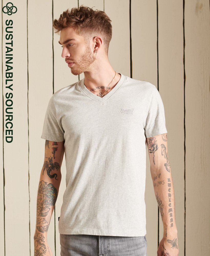 V Neck Essential T Shirt | Grey Marle