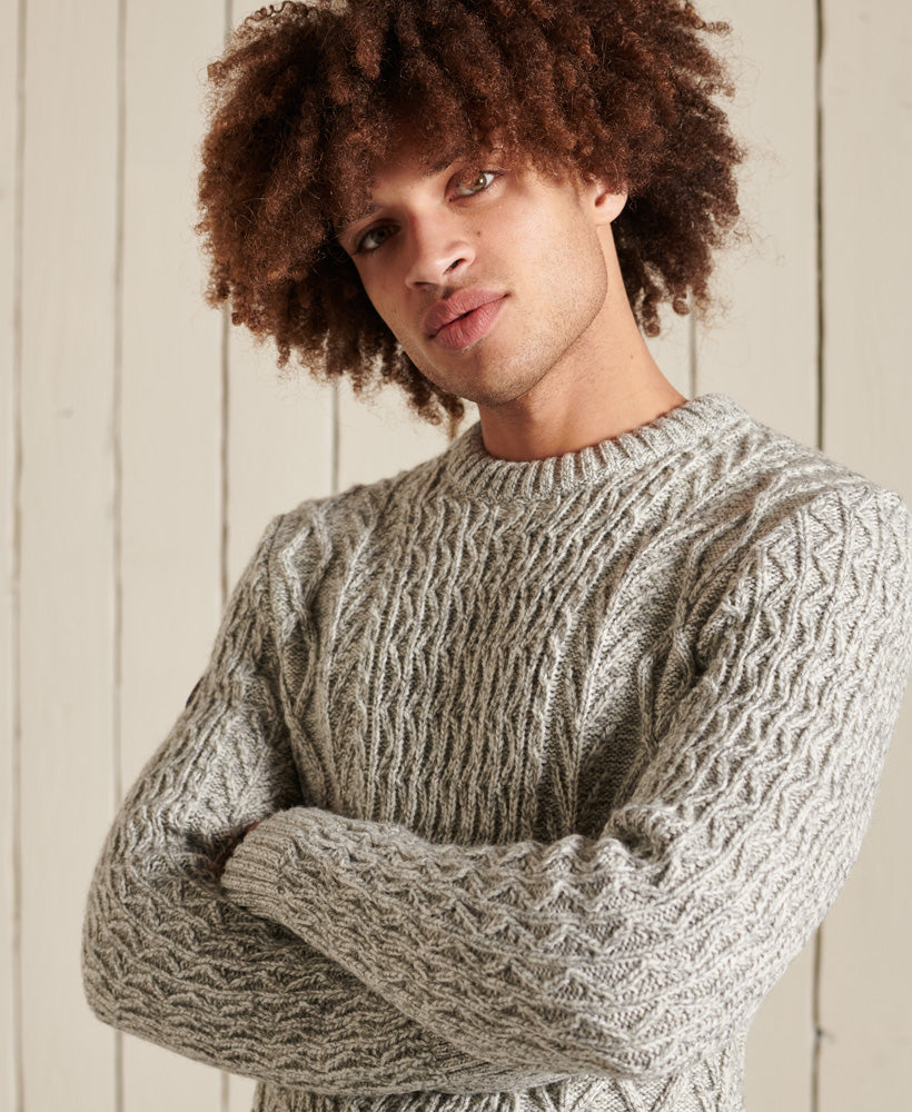 Jacob Cable Crew Jumper | Concrete Twist