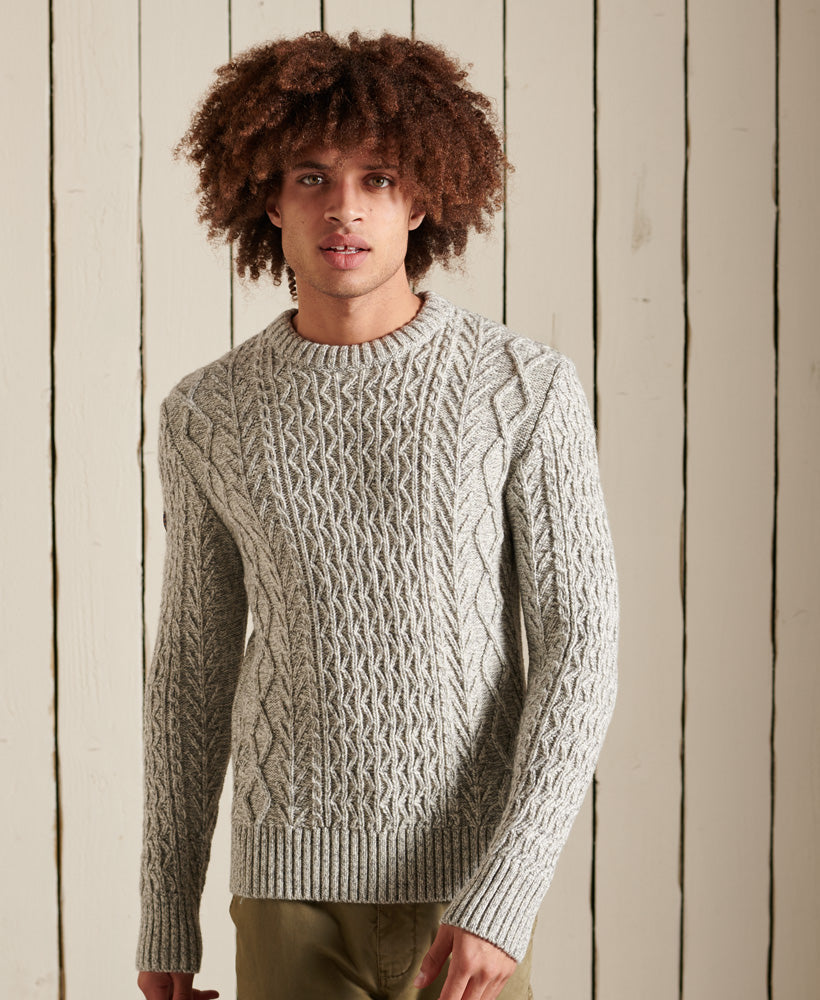 Jacob Cable Crew Jumper | Concrete Twist